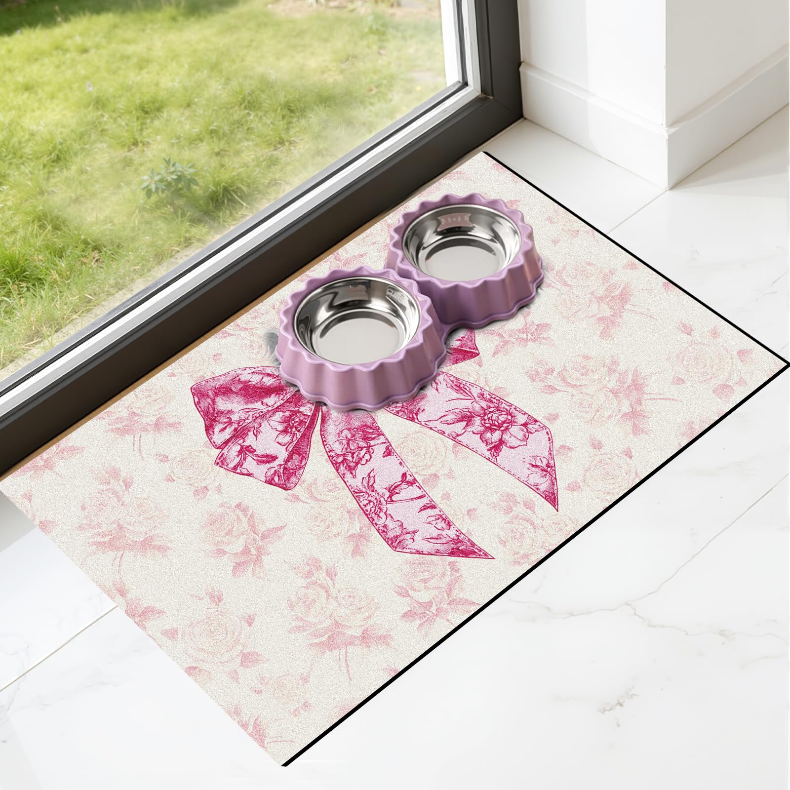 Dog Bowl Mat for Food and Water - Hamdwerk Absorbent Anti Slip Cat Feeding Mats for Floors Quick