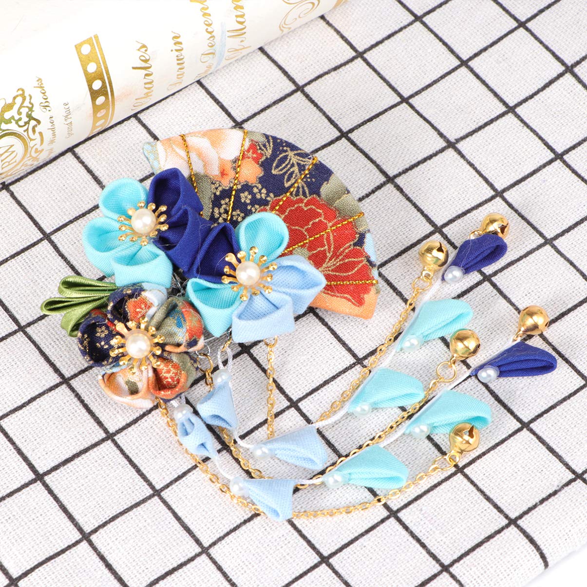 Clip O Horquilla Para El Cabello Estilo Retro Japonés Con Borla - Hecho A Mano, Diseño Kimono, Accesorio Artesanal único