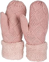 Générique (1-piece) knitted mittens gloves with diamond pattern and fleece, silver