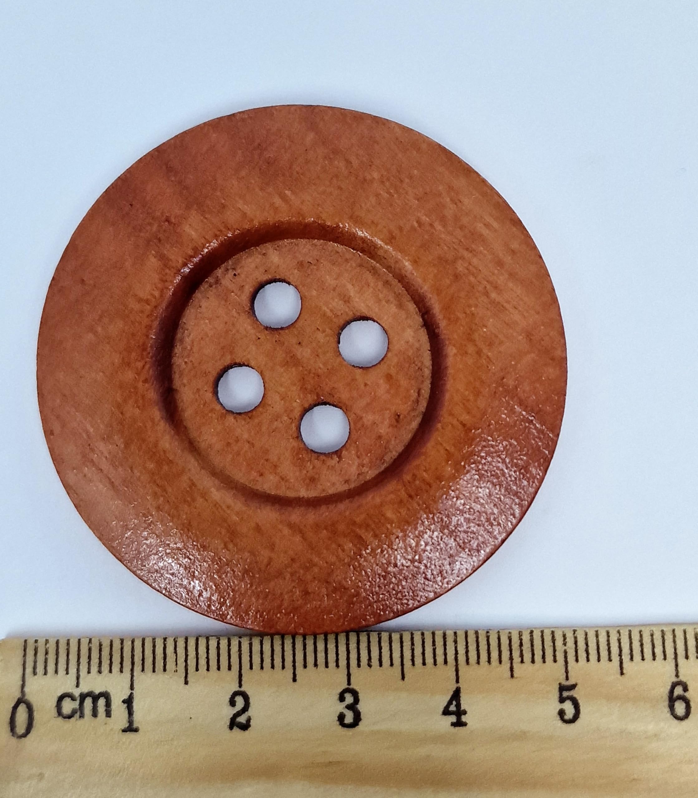 MajorCrafts® 10pcs 50mm Ginger Brown 4 Holes Large Round Wood Sewing Buttons Craft Embellishments, 5cm - Image 3