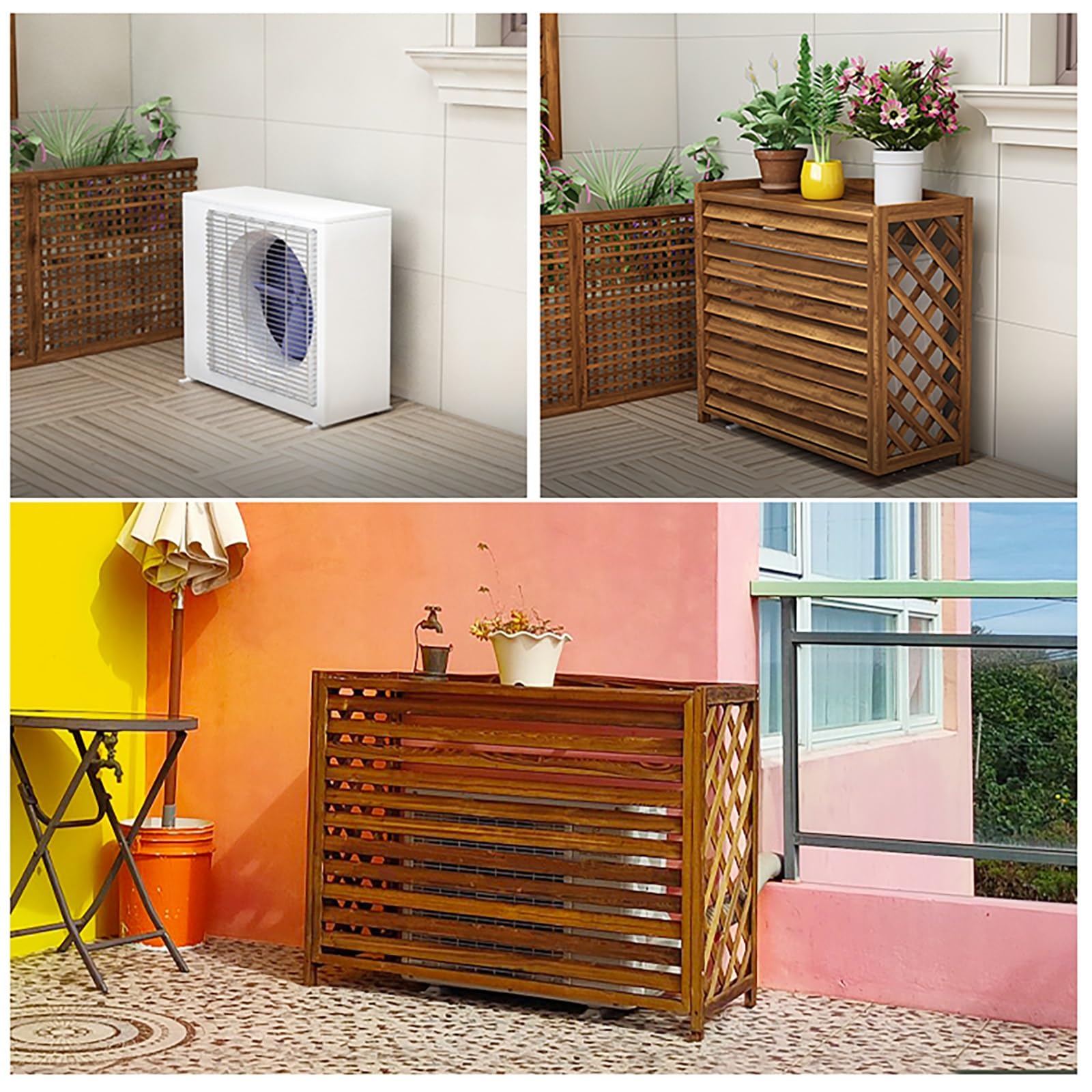 Cubierta De Aire Acondicionado Exterior, Madera Cubre Para Aire Acondicionado, Pantalla De Privacidad Decorativo, Rejilla Para Aire Acondicionado, Fundas Aire Acondicionado (Size : 105x47x80cm/41.3x1