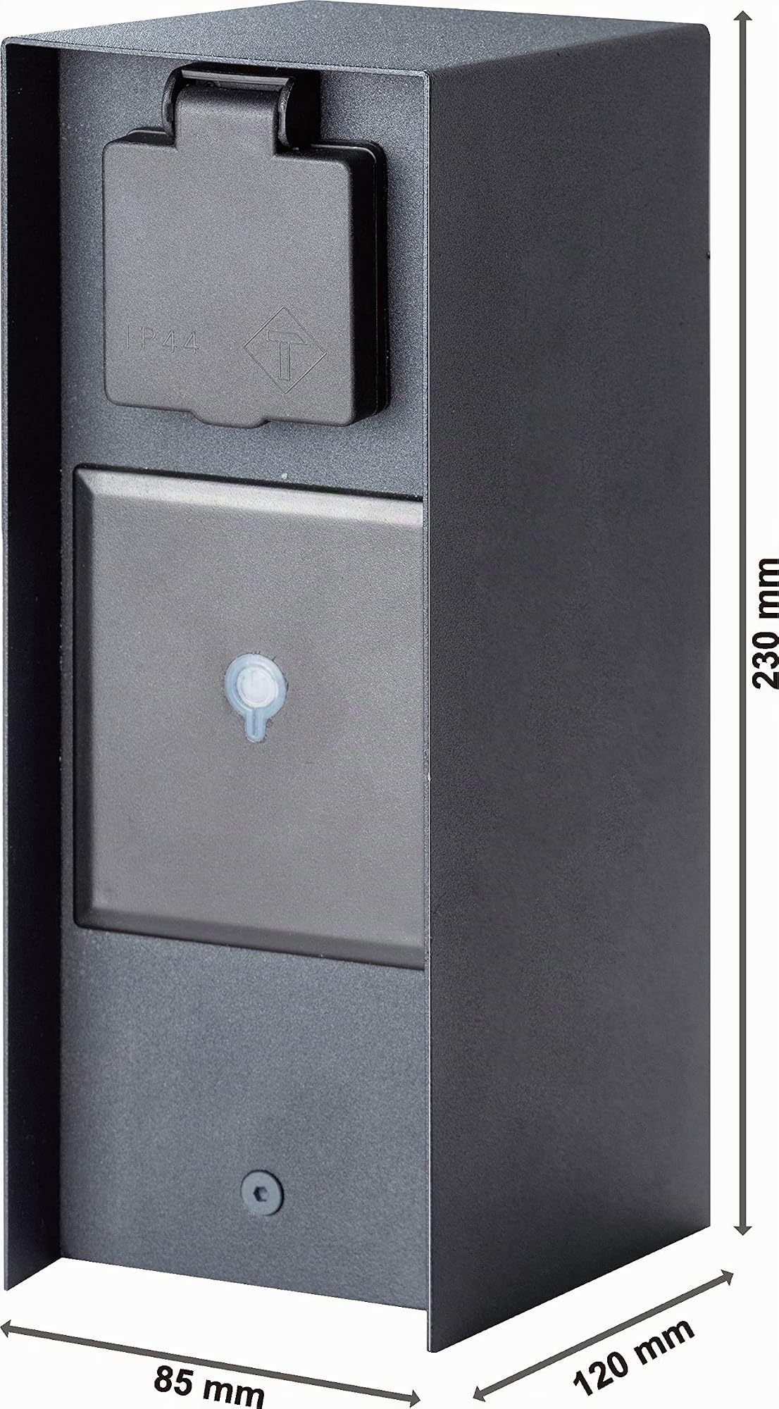 Bold Orio Prise extérieure Intelligente-Jardin (Colonne de Prises) avec Prise Triple Anthracite (Smart Home | WLAN | iOS & Android | IP44 Outdoor Energy Column | 3680 Watts | 23x12x8,5 cm)