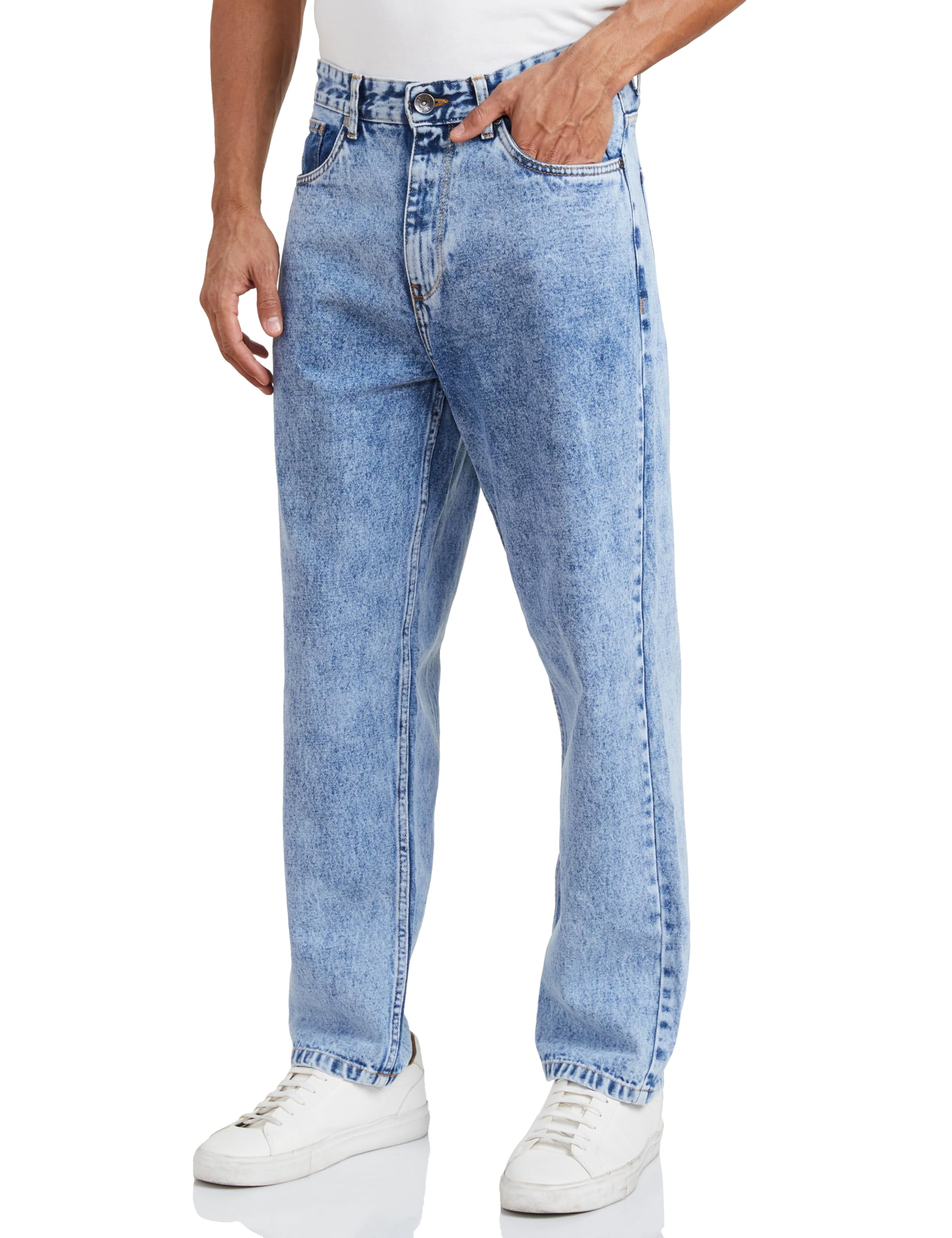 Sponsored Ad - Men's Baggy Fit Cotton Jeans | Mid Rise | Loose & Relaxed | Oversized Jeans Pant