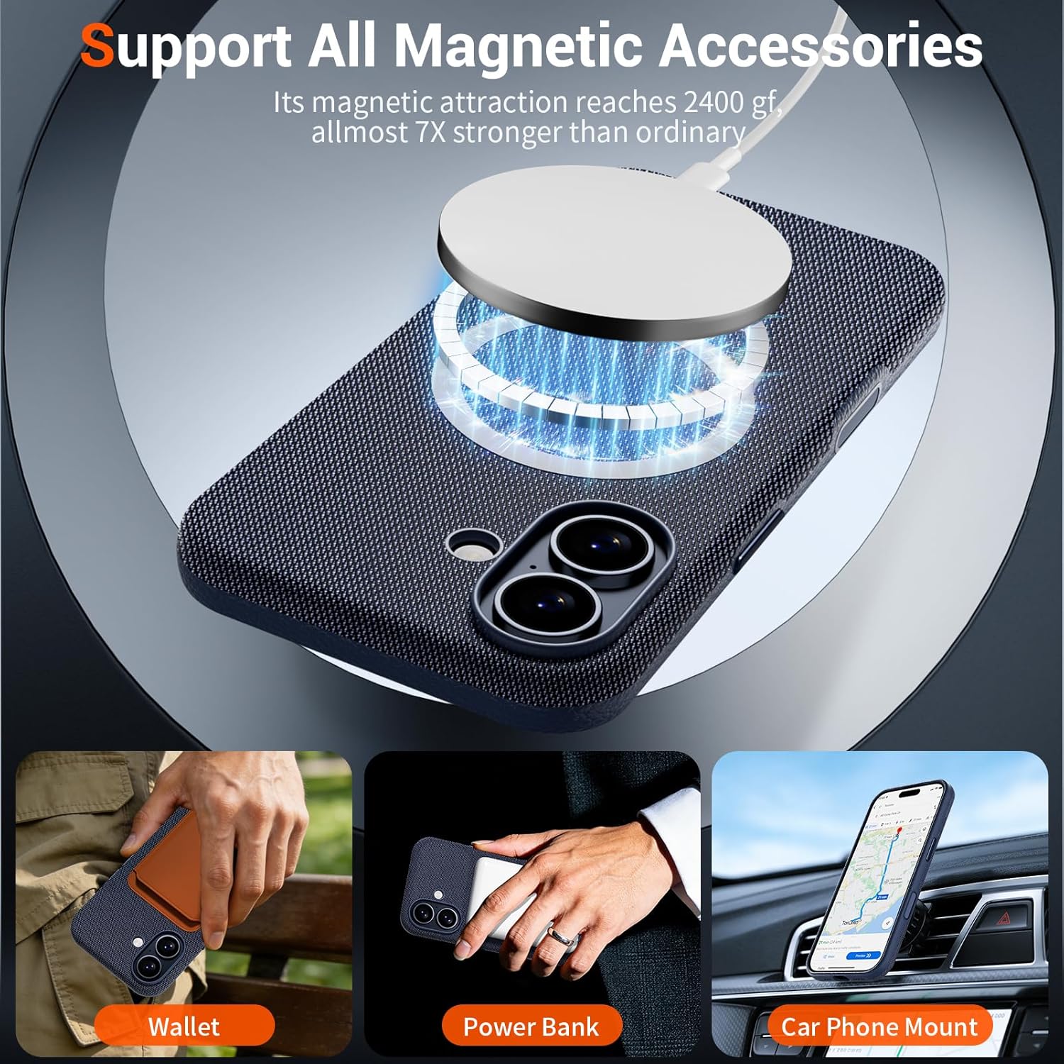 vnnink Magnetic for iPhone 17 Case (Compatible with MagSafe) (Camera Control Button) Technical Fabric Nylon Phone Case for iPhone 17, Shockproof Military Drop Protection,Blue