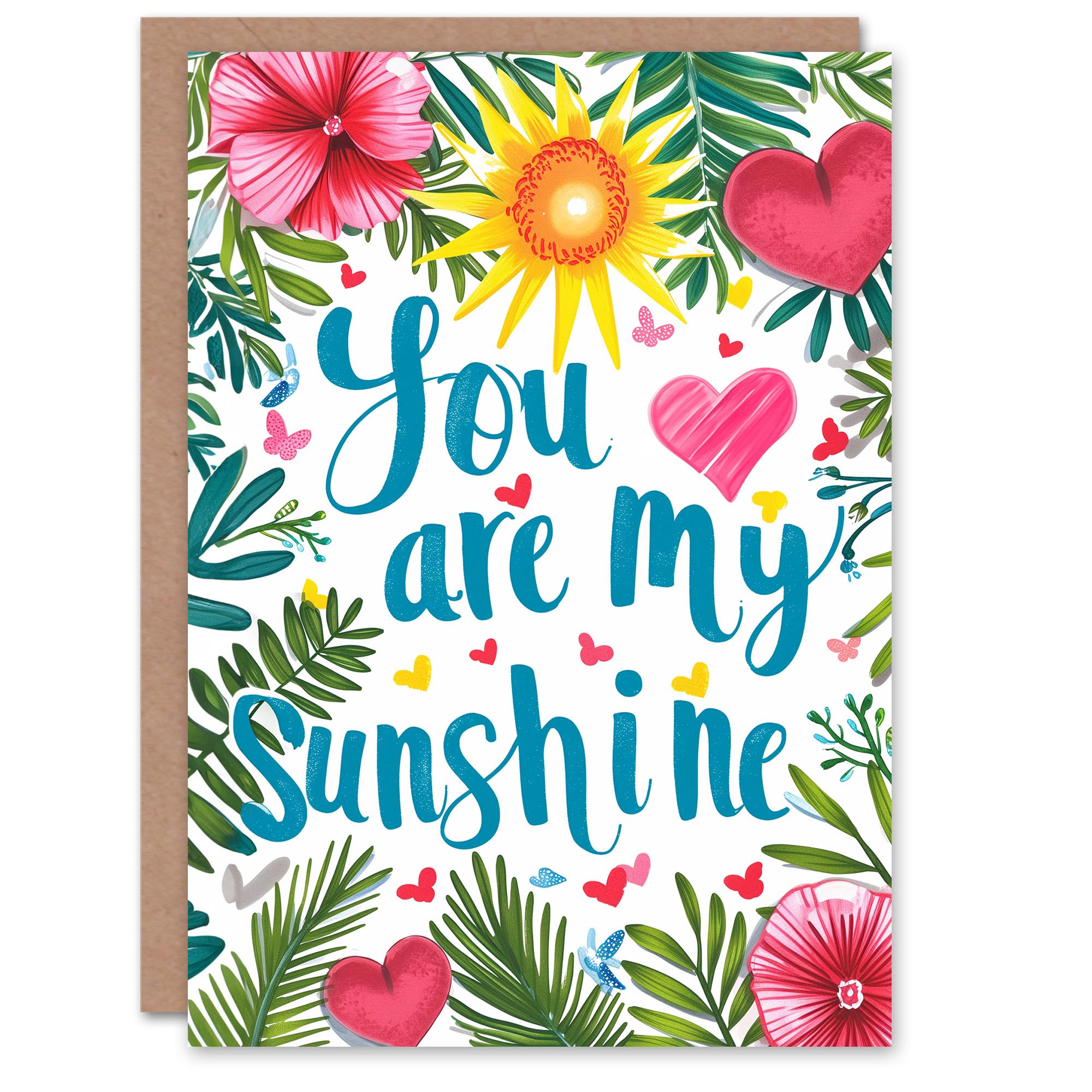 Artery8 Valentines Day Greeting Card You Are My Sunshine Ferns Hearts For Her Wife Partner