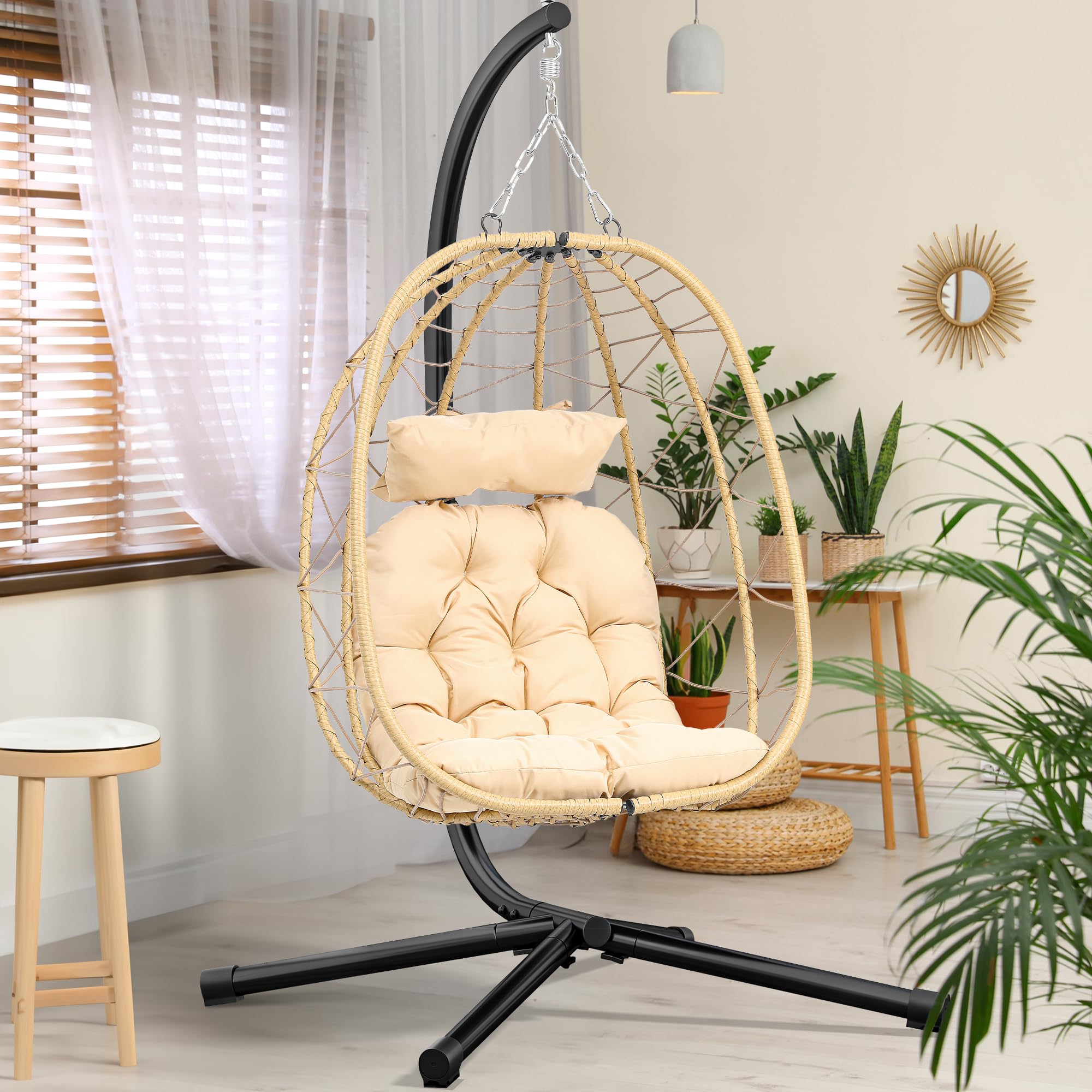 Hanging Egg Chair Rattan Swing Hanging Chair With Cushion