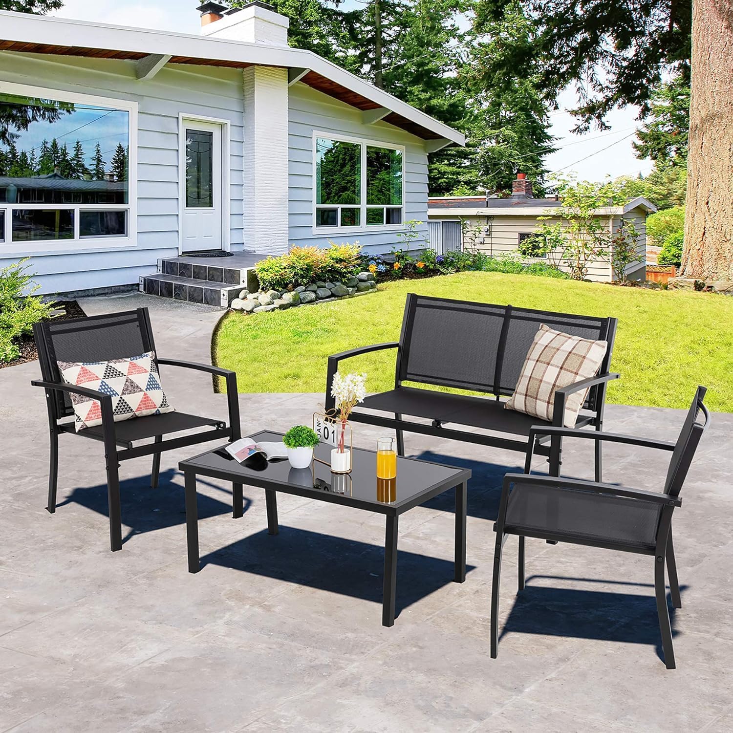 Vongrasig 3Piece Patio Bistro Set, Outdoor Small Furniture