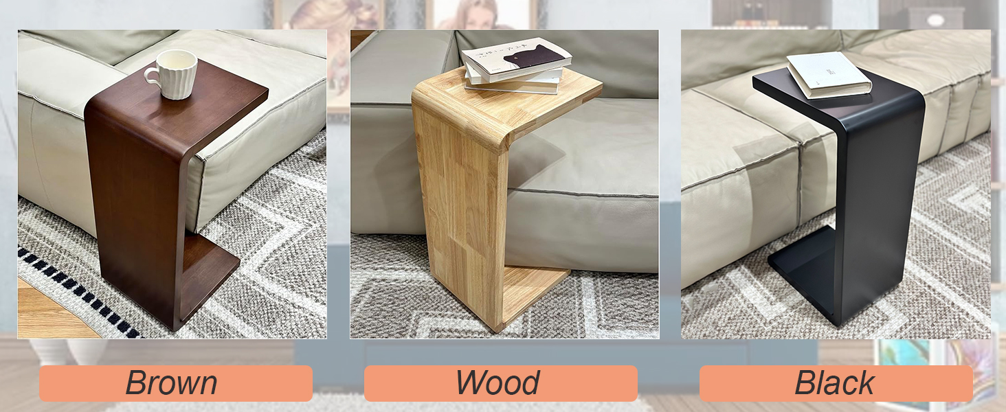 Amazon.com: H24.4in C Shaped End Table, 1.2in Thick Natural Solid