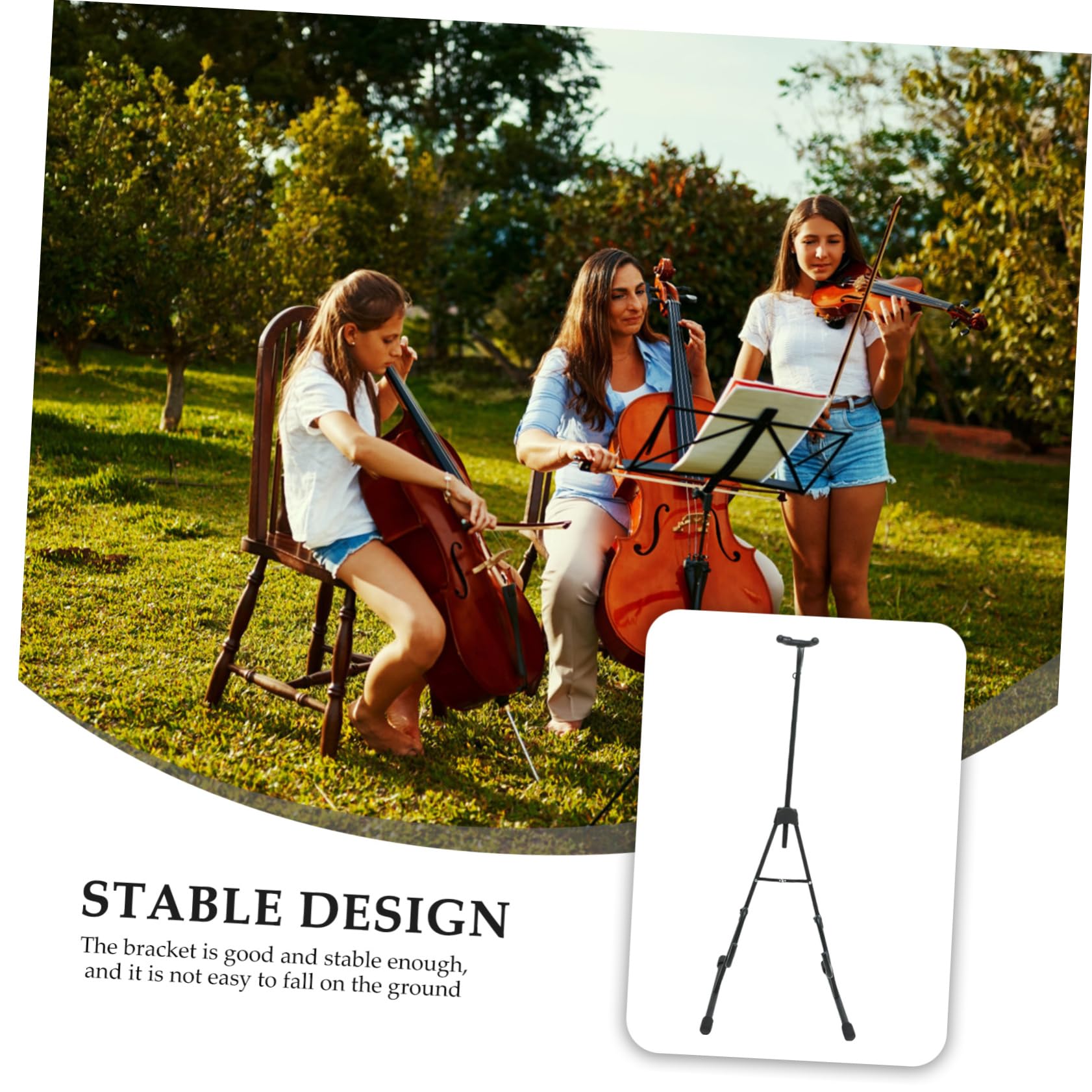 Soporte para Violonchelo Ajustable de Aleación Negro Portátil | Estable y Portátil, Estructura de Anclaje Envolvente, Uso Doméstico, Diseño en Negro
