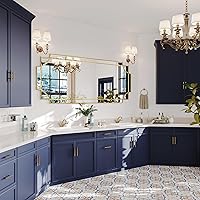 Vista 74 de Kelly Miller Espejo decorativo dorado grande para pared, espejo dorado de 30 x 40 pulgadas, espejo de pared de tocador, espejo rectangular biselado