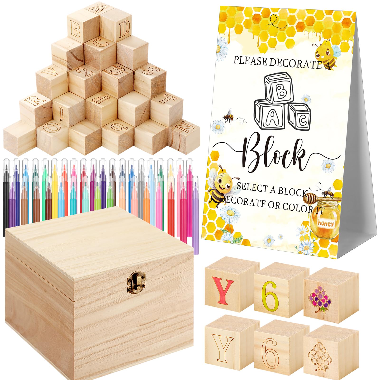 Marsui 136 Pcs Baby Shower Blocks to Decorate Game Kit - party games and activities | Mubboo