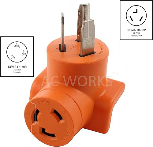 Miniatura 2 de AC WORKS Adaptador de salida de pared para secadora de 30 amperios y 3 clavijas (para bloqueo L6-30 30A 250V)