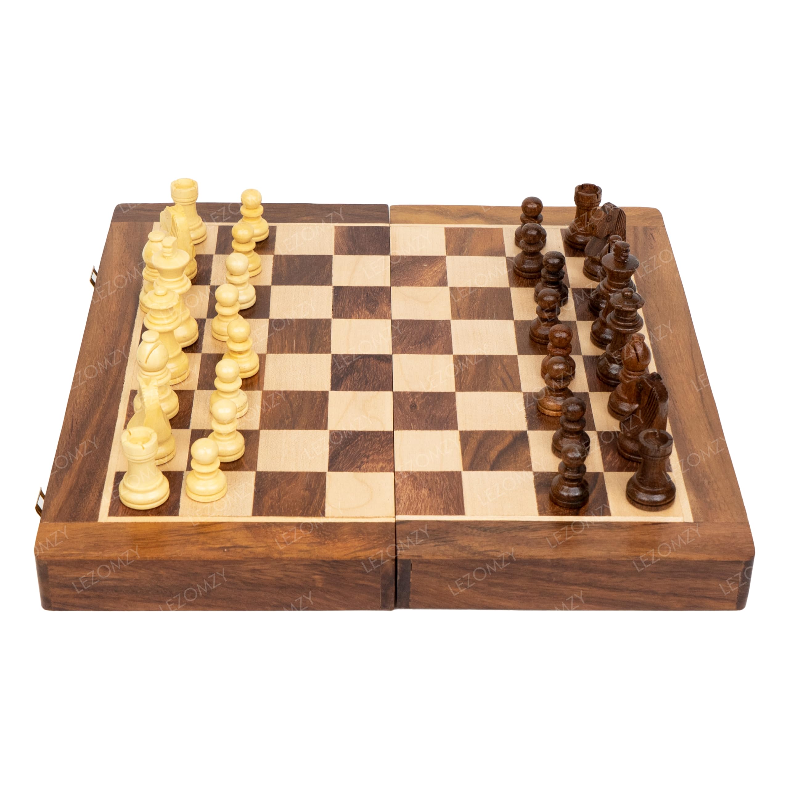 LEZOMZY Wooden Handcrafted Foldable Magnetic Chess Board Set with Magnetic Pieces and Extra Queens for 2 Players Kids and Adults (12x12 Inches, Brown) (B0CQYM4K8K) Amazon Price History, Amazon Price Tracker