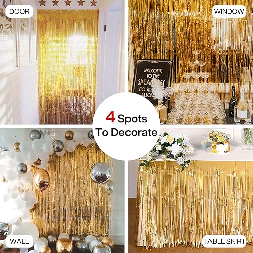 Vista 47 de PartyWoo Cortinas de flecos de aluminio plateadas, 2 serpentinas plateadas de 3.3 x 6.6 pies, telón de fondo con flecos, fondo de oropel, cortina