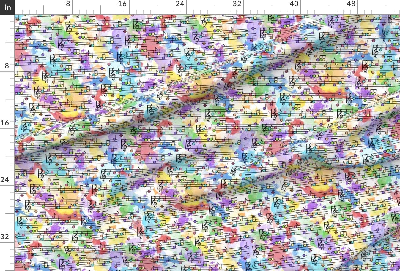 Spoonflower Fabric - Pastel Colors School Music Watercolor Notes Musical Printed on Minky Fabric by The Yard - Sewing Baby Blankets Quilt Backing Plush