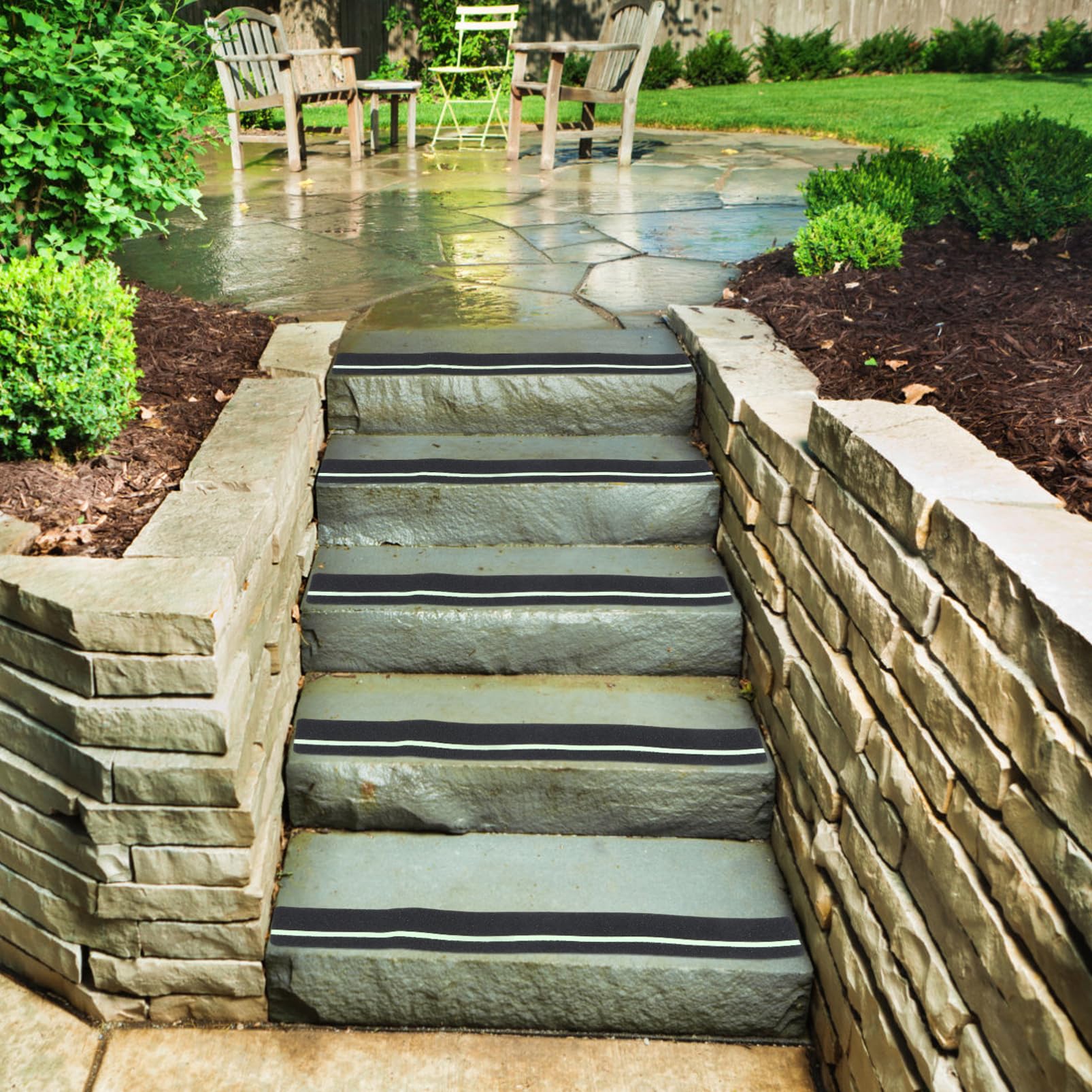 Holibanna 12 Piezas Tread Antideslizante de Madera para Escaleras Interiores y Exteriores Tiras Nocturnas para Mayor Visibilidad para de Madera y Decks Protección Antideslizante para