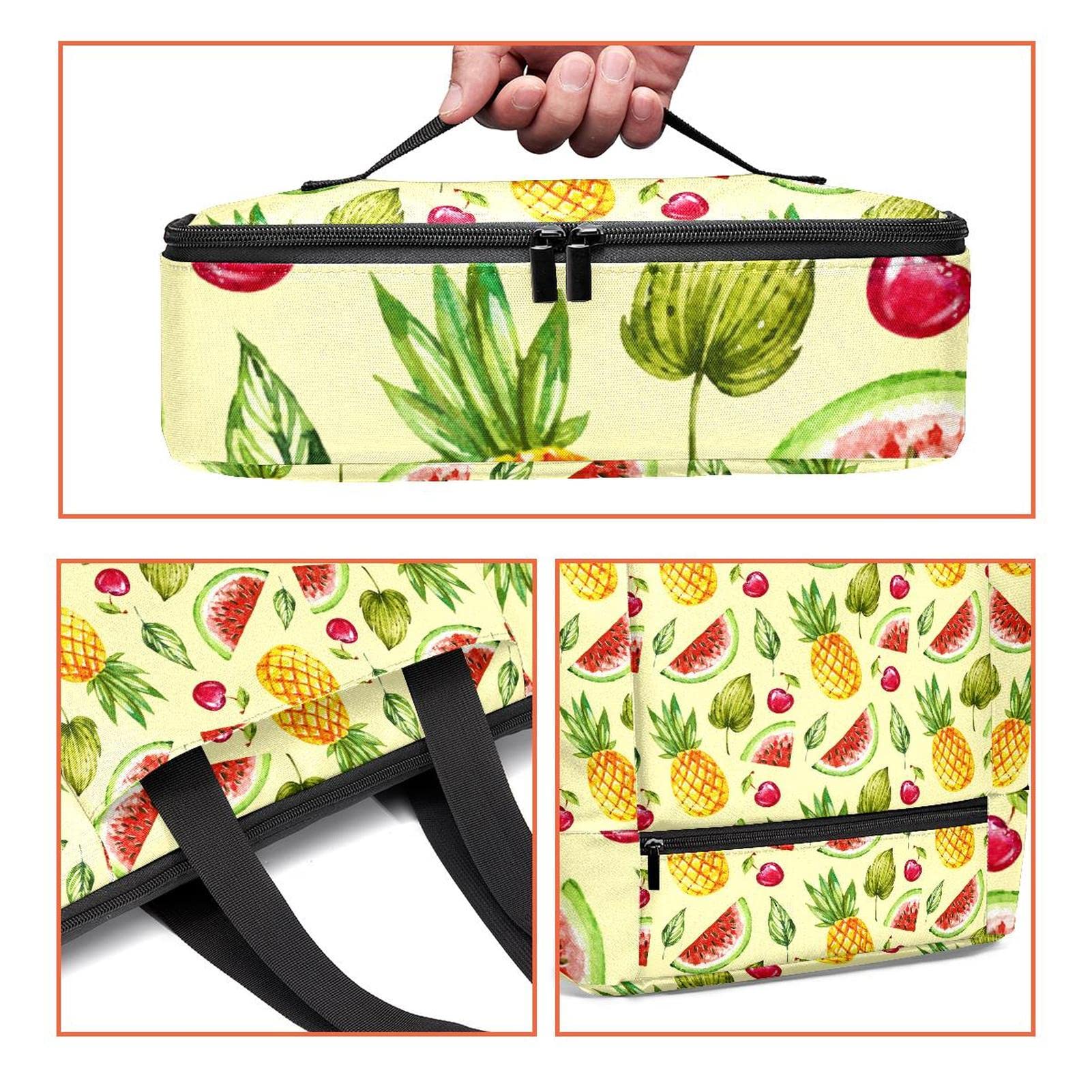 Große Tragetasche & Lunchbox Sommer Fruit Ananas Handtaschen + Isolierbeutel für Reisen, Arbeit, Schule, Picknick, mehrfarbig, One Size