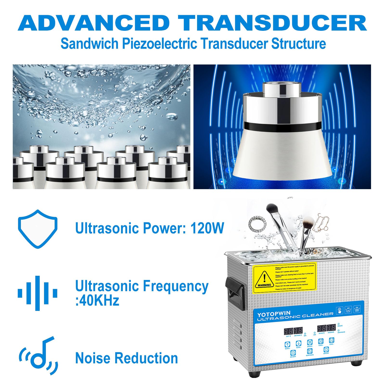Ultra Sonic - Máquina de limpieza de joyas con temporizador digital y calefacción ultrasónica, calefacción de laboratorio, limpiador ultrasónico para herramientas de reparación