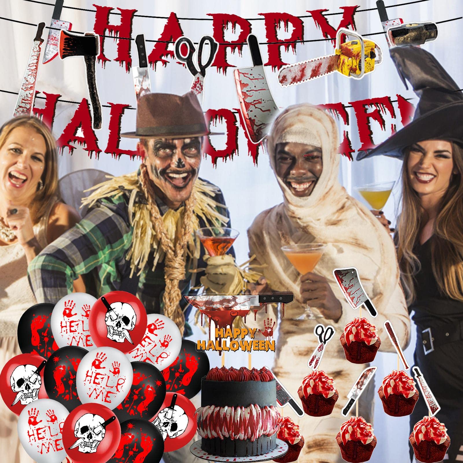 5 Ballons d'halloween,bannière Ballon Happy Halloween - Décoration Ballons d'halloween pour Les faveurs Fournitures fête à la Maison, Ballons fête d'halloween