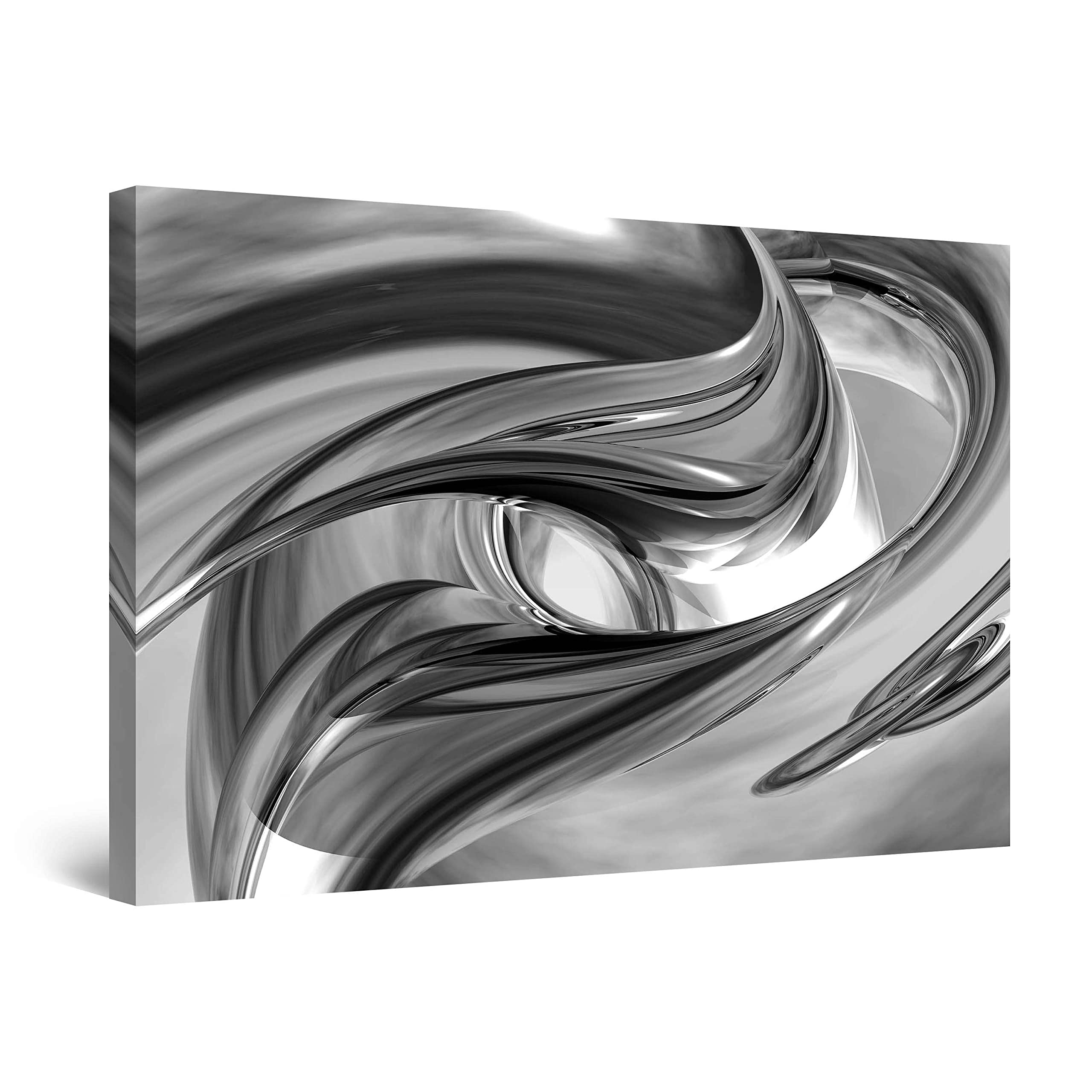 Startonight Canvas Wall Art Black and White Abstract Destiny, Framed Artwork Picture Decor for Bedroom, Unique Luminous Wall Art Minimalism Art 60 cm x 90 cm Day & Night Effect