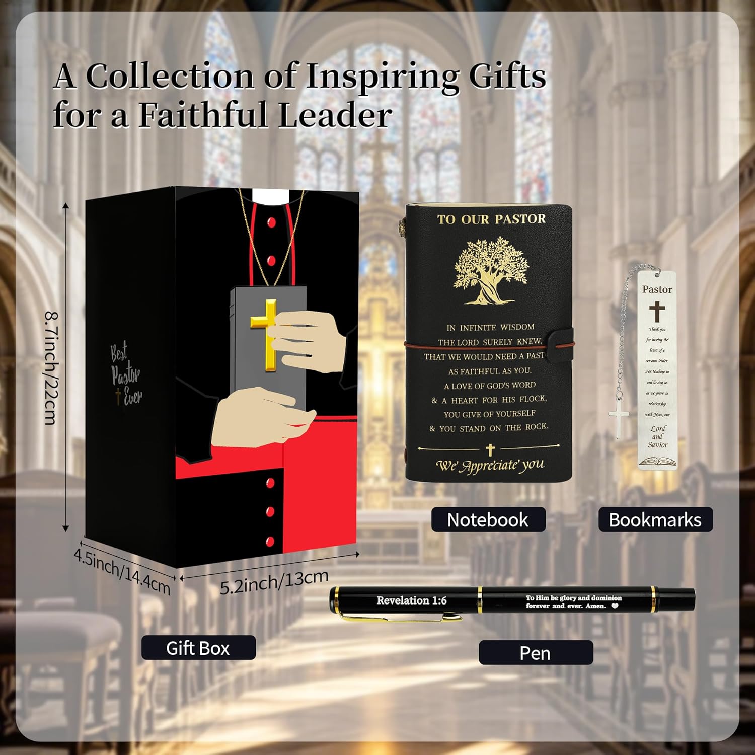 Pastor Appreciation Gift Set for Men – Christian Tumbler, Leather Journal, Pen, Bookmark, Acrylic Plaque & Card – Religious Present for Father’s Day, Retirement, Birthday, Christmas, Man of God Gifts - Image 7