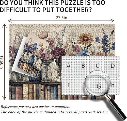 Miniatura 4 de Rompecabezas retro de flores silvestres para adultos de 1000 piezas, PICKFORU Christian Jesus Floral Book Pages Rompecabezas religioso, rompecabezas