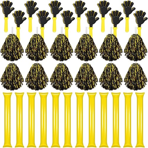 Sosation 36 pompones de animadora y palitos de trueno para eventos deportivos, juegos de fútbol, escuela, baile, equipo, artículos de espíritu,