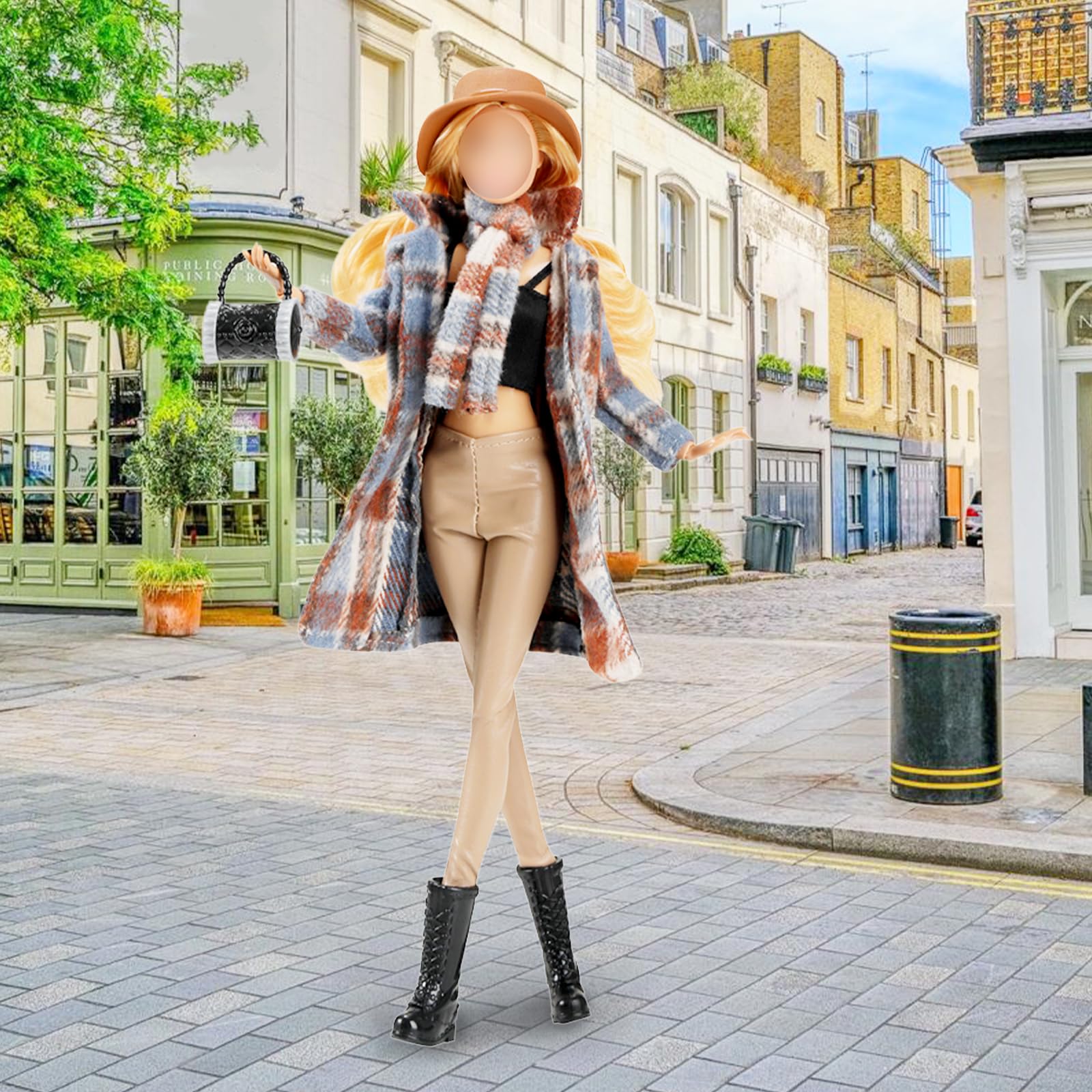 14 Pcs Doll Clothes and Accessories for 11.5 inch Doll Include 1 Plaid Coat Set 1 Winter Set 1 Sports Outfit 1 Dress 2 Bags 5 Shoes 1 Hat 1 Scarf In Random - Image 2