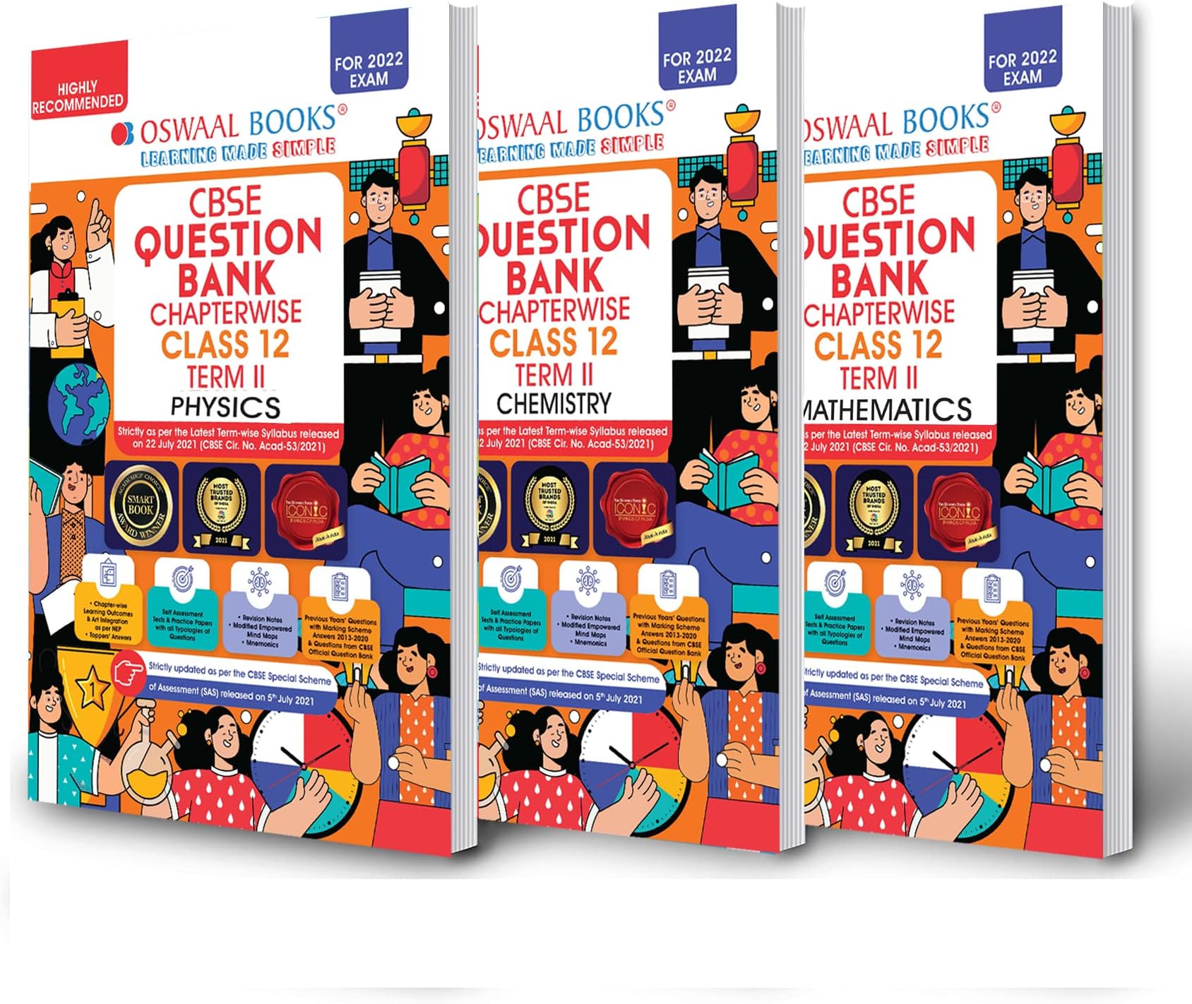 Oswaal CBSE Question Bank Chapterwise For Term 2, Class 12 (Set of 3 Books) Physics, Chemistry & Math (For 2022 Exam)