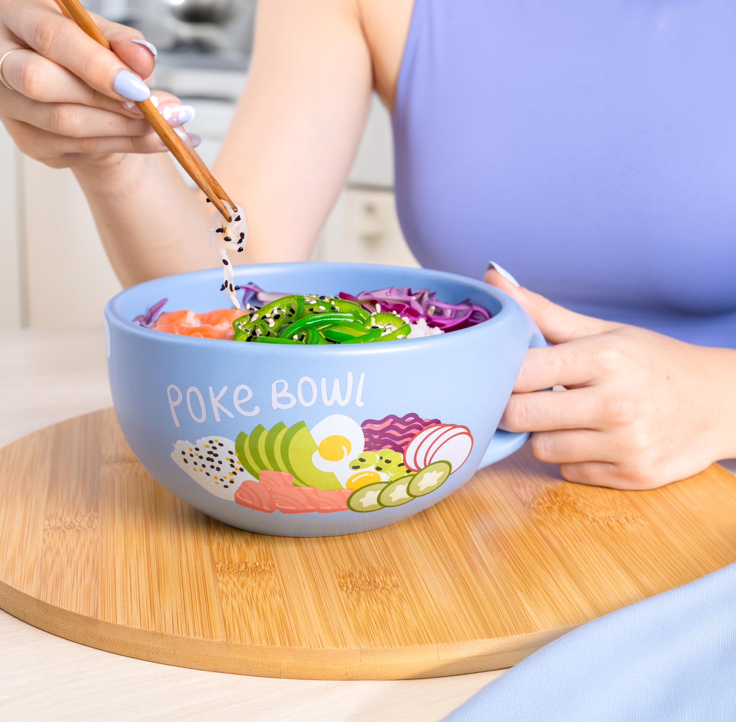 Fisura – Ciotola originale "Poke". Ciotola in ceramica 680 ml per poke, insalate e zuppe di noodles. Scodella giapponese perfetta per Pho, Udon e Soba. 19,5 cm x 8,5 cm