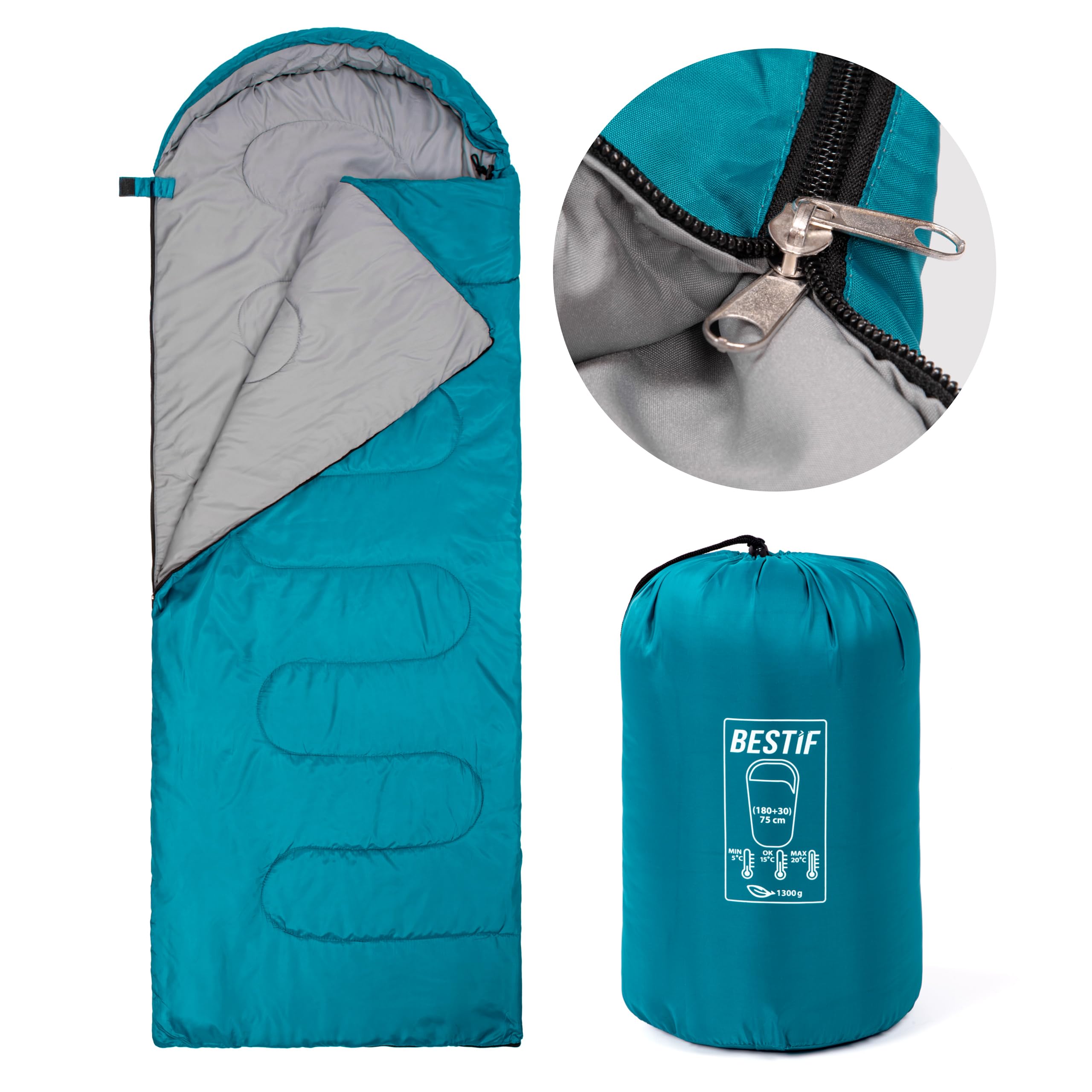 Schlafsack für Camping Outdoor Deckenschlafsack Sommer Wasserdicht Ultraleicht Kleines Packmaß Tragetasche 210x75cm