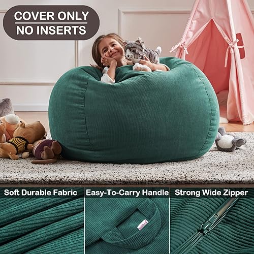 Miniatura 19 de Nobildonna - Funda para silla de puf (relleno sin relleno) de nido de pájaro para niños y adultos. Puf extra grande para almacenamiento de animales