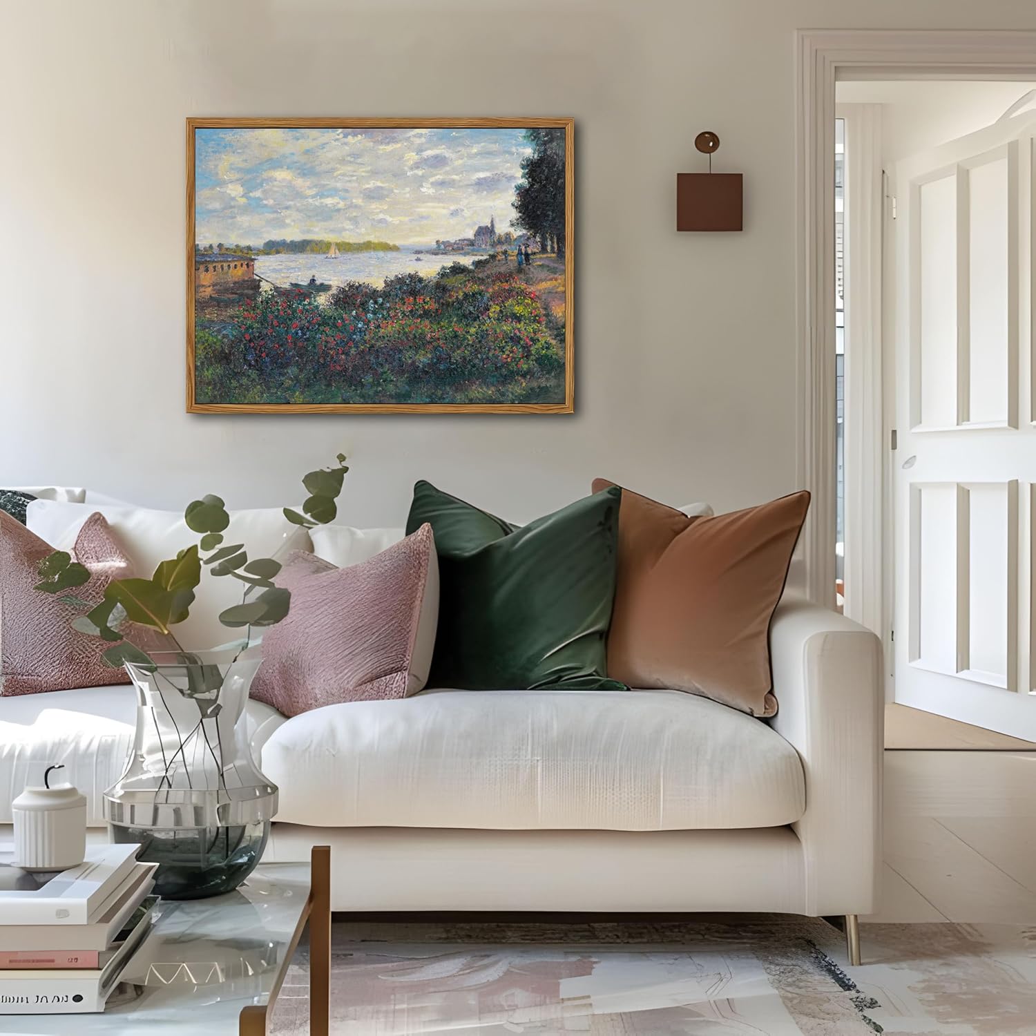 Framed Claude Monet Wall Art – Vintage Landscape Painting Wall Decor, Impressionist Living Room Wall Art, Classic Aesthetic Canvas Prints for Bedroom Kitchen Bathroom – 16"x24"