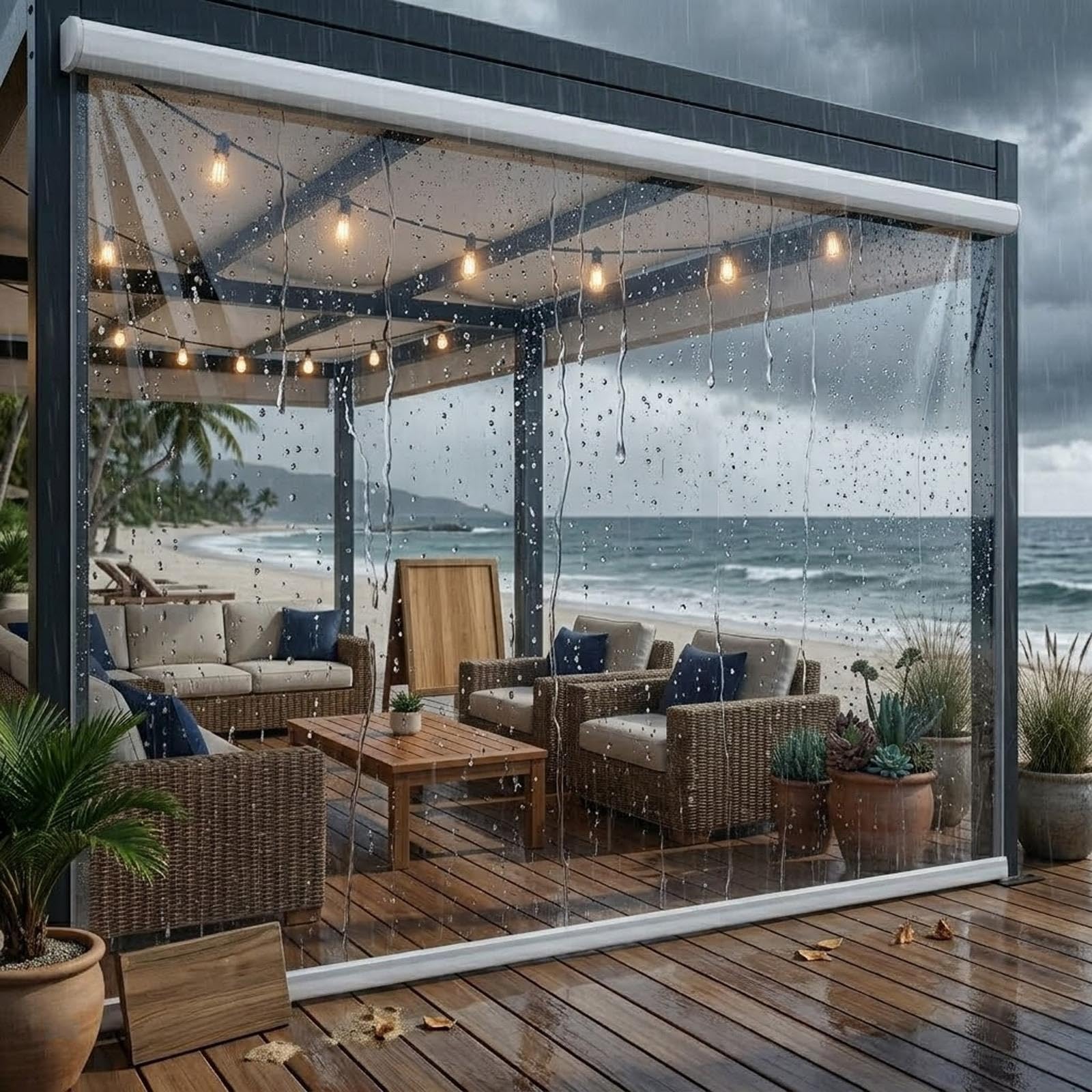 Volets Roulants Extérieur PVC Transparent, Store Enrouleur pour Pergola