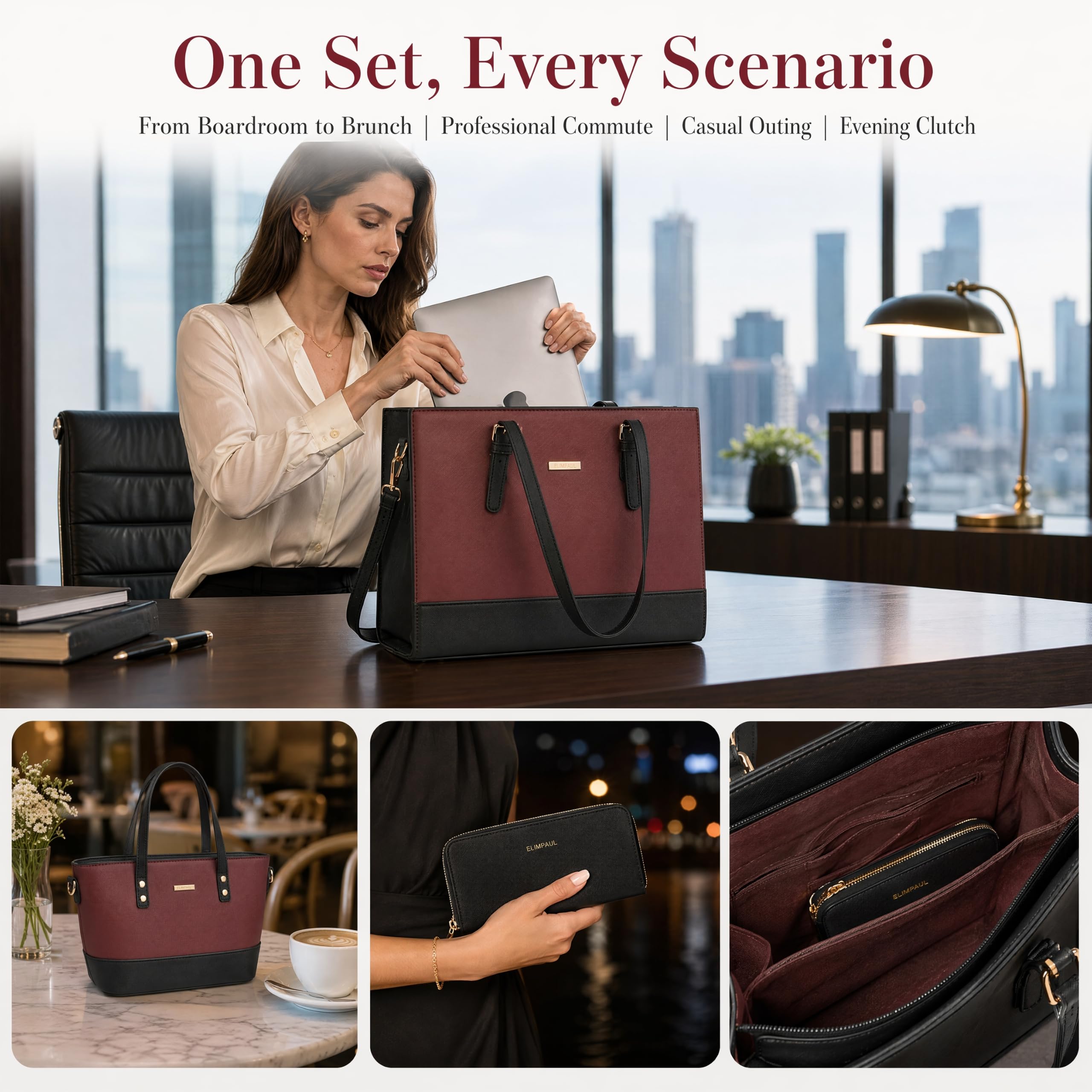 Modische Damen-Handtaschen, Tragetasche, Schultertasche, Tragegriff oben, Geldbörsen-Set