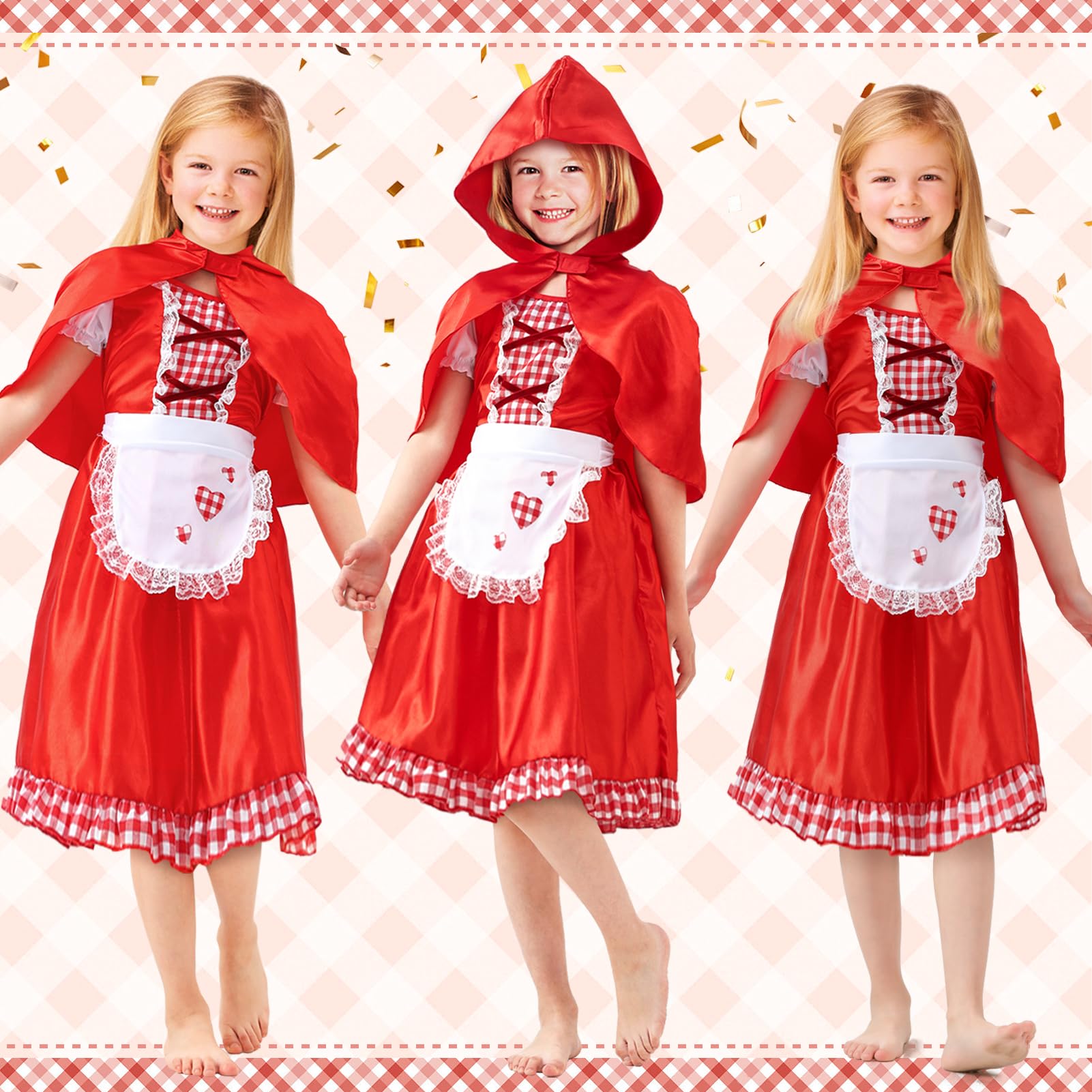 JQMAO Little Red Riding Hood Costume Kids: World Book Day Costumes for Girls - Fancy Dress for Girls (S (3-4 years)) - Image 2