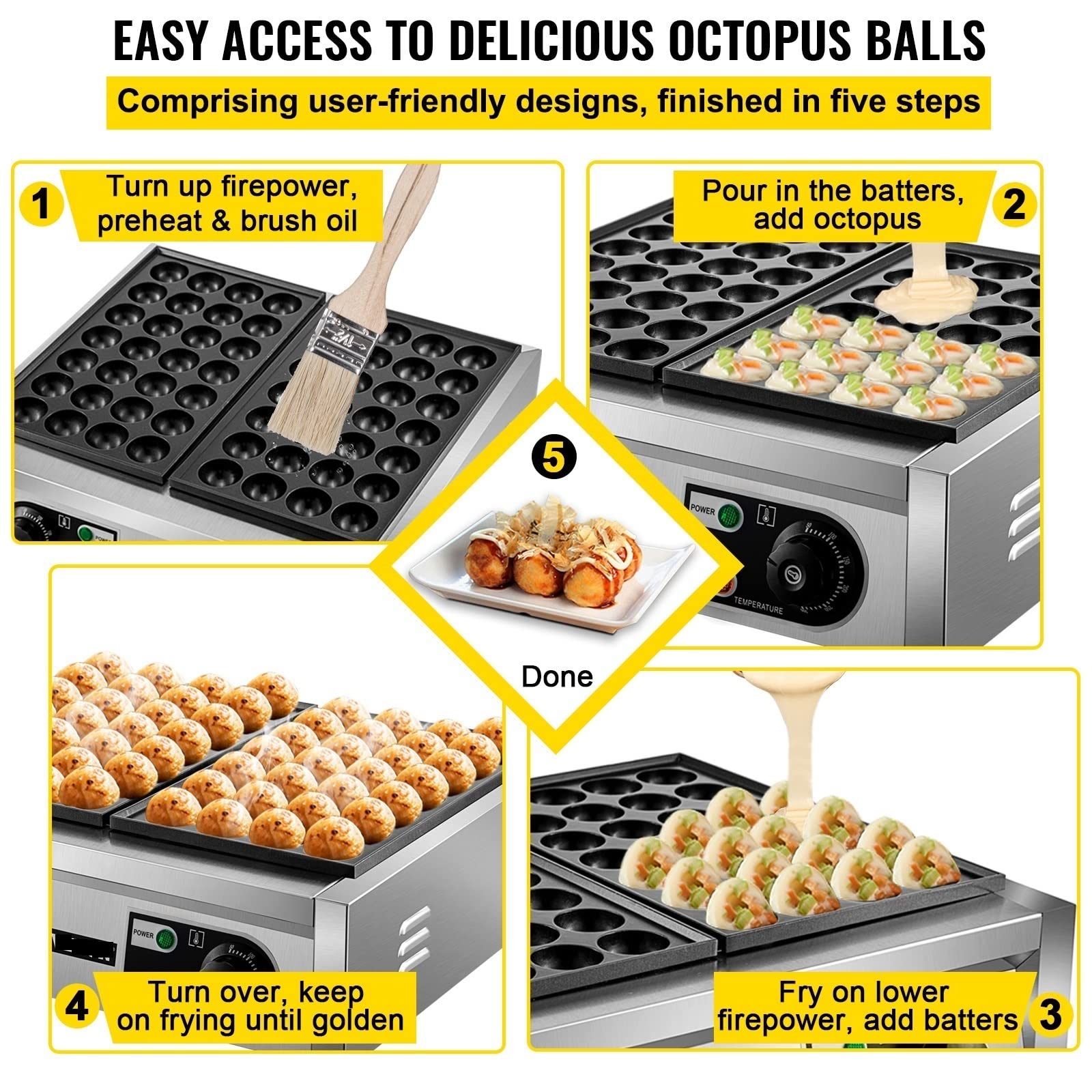 56 Elettrico Commerciale Polpo Pesce Palla Takoyaki Maker Doppia Teglia Macchina Griglia Domestica Antiaderente