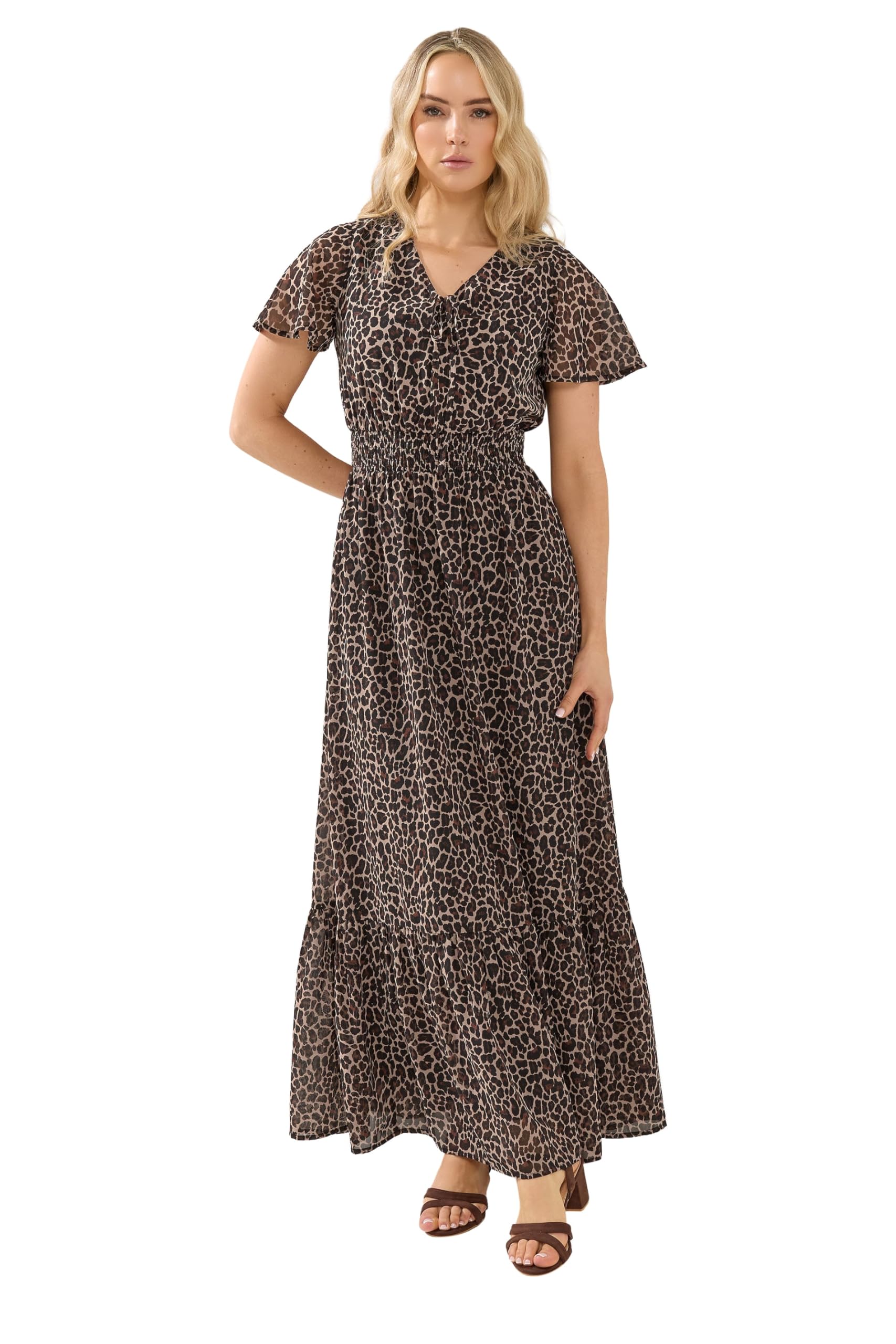 Long Tall Sally Women's Tall Leopard Print Maxi Dress in Brown | Size: 18