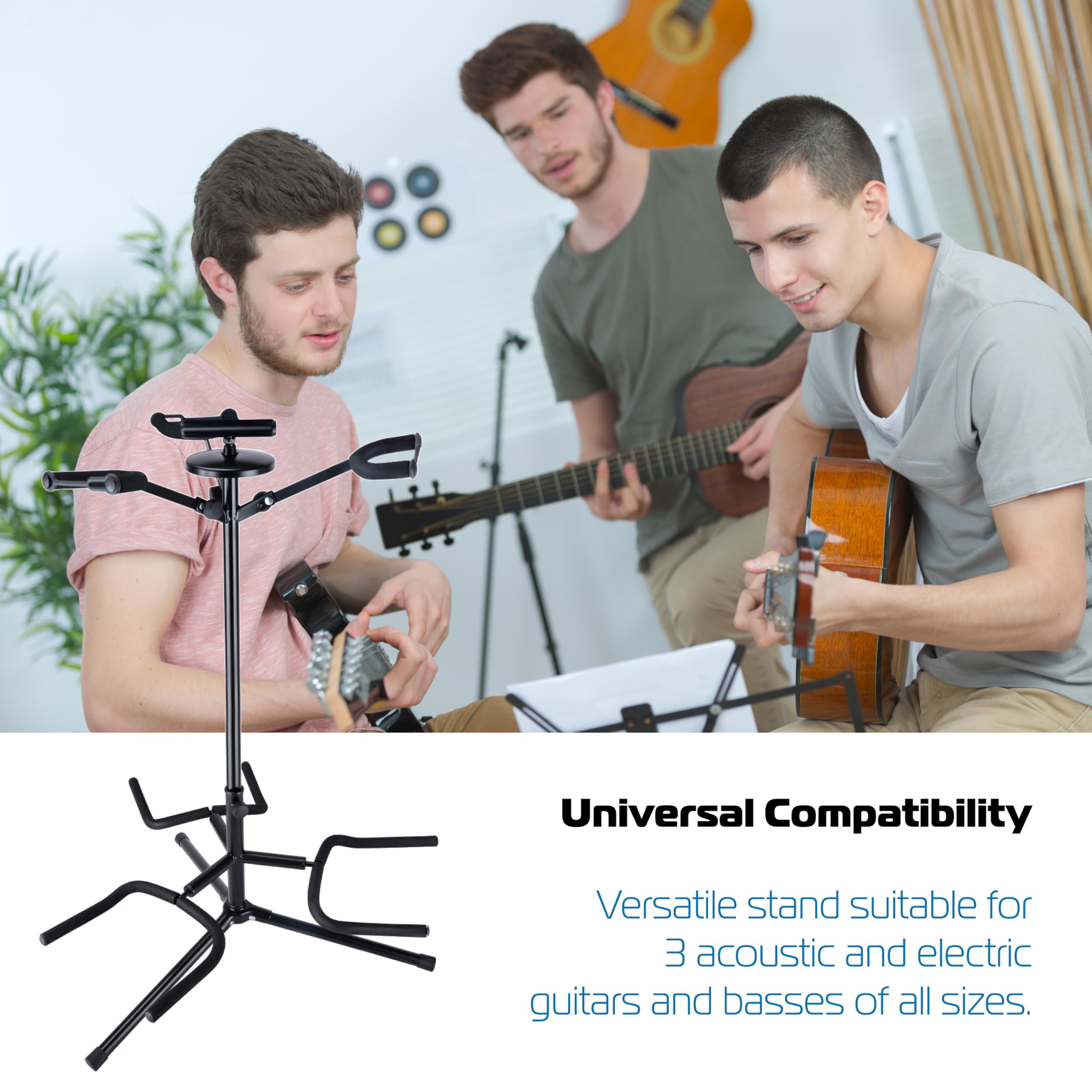 Soundsation Unisex Adult SGS-220-BK Guitar Stand, Black, One Size