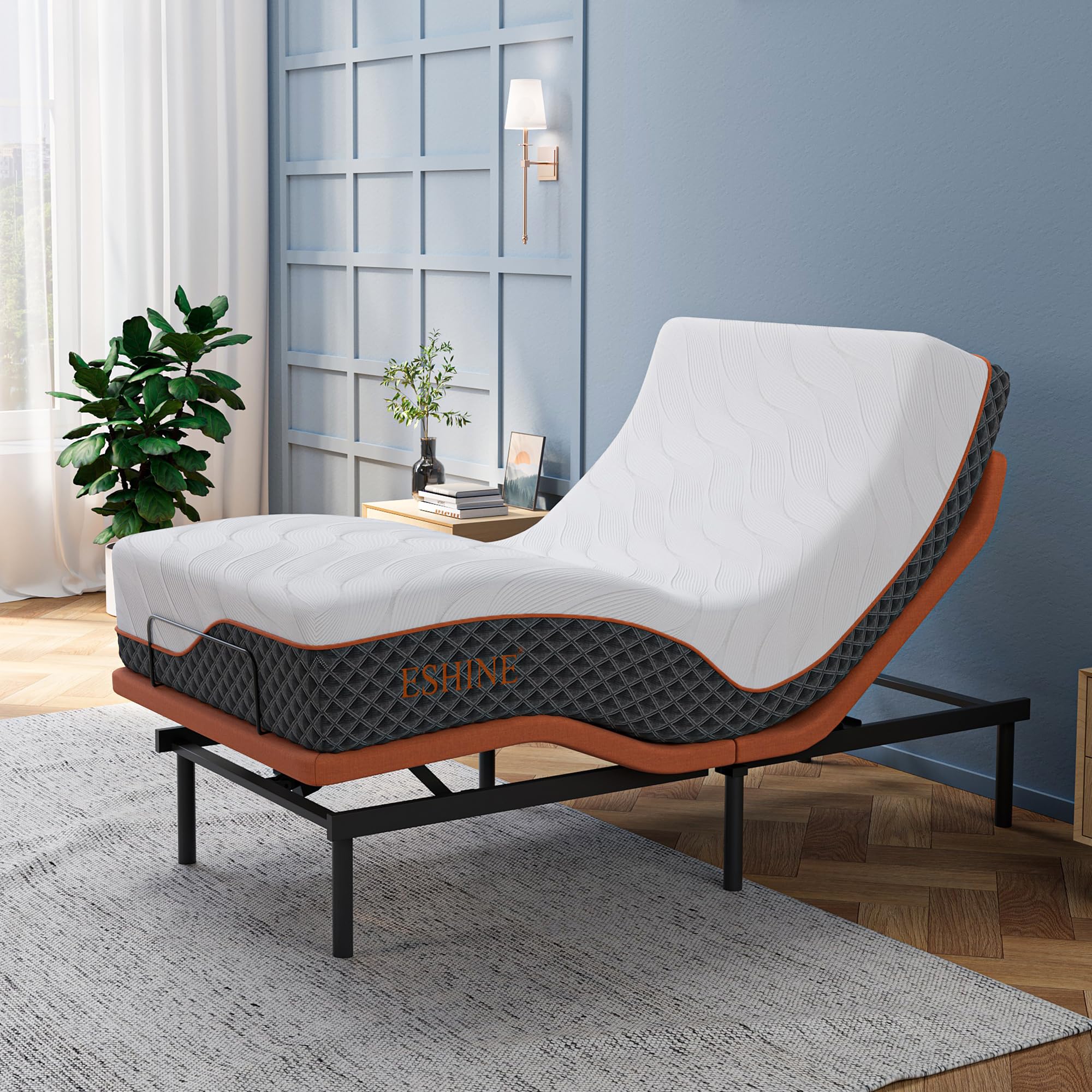 ESHINE Twin XL Adjustable Bed Frame 12" Hybrid Matt with Smart App
