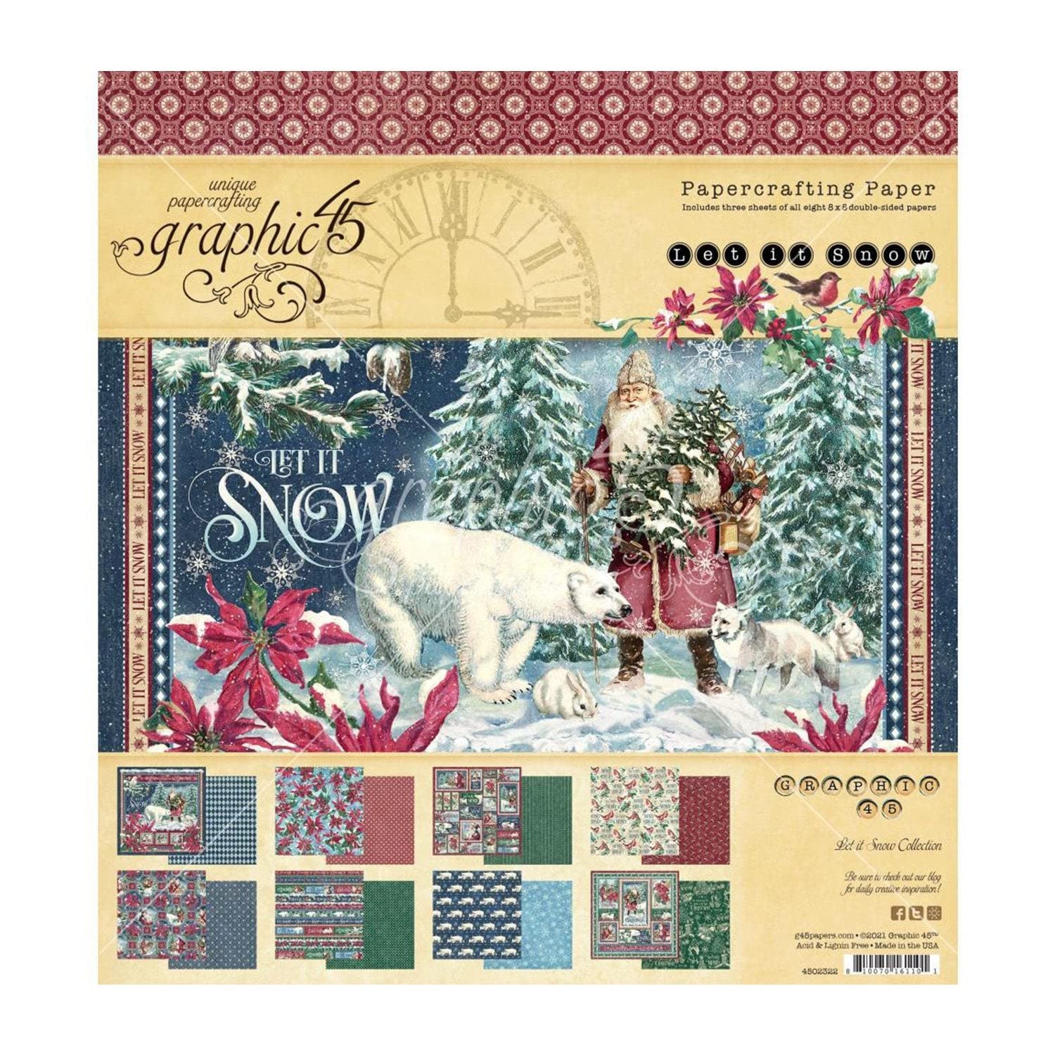 Graphic 45 Double-Sided Paper Pad 8"X8" 24/Pkg-Let It Snow
