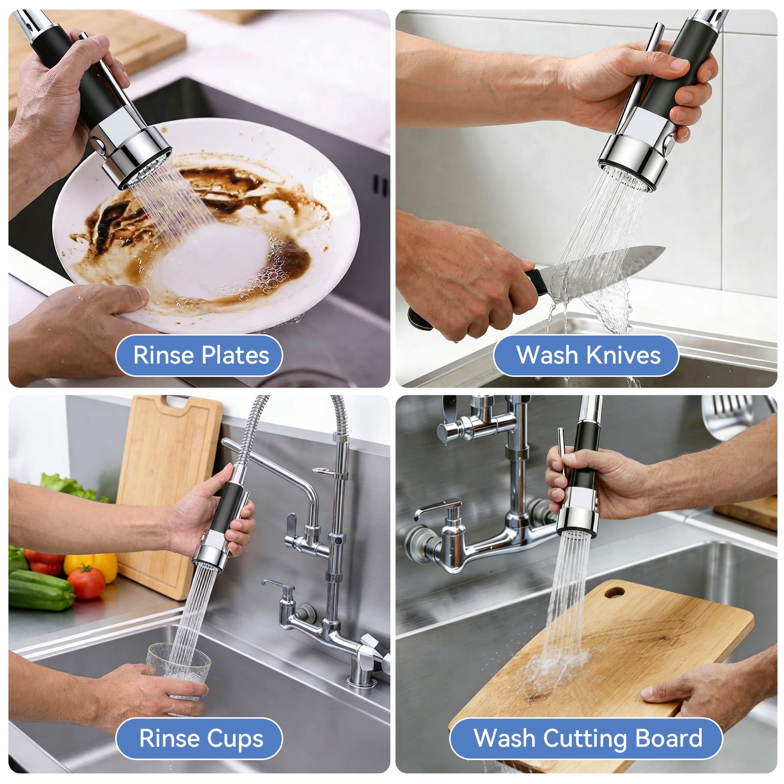 KULACO Ducha de mano profesional para gastronomía, 1/2" estándar AG | cabezal de repuesto de latón para ducha de platos, ducha de repuesto para fregadero de cocina, ducha para cocina/restaurante