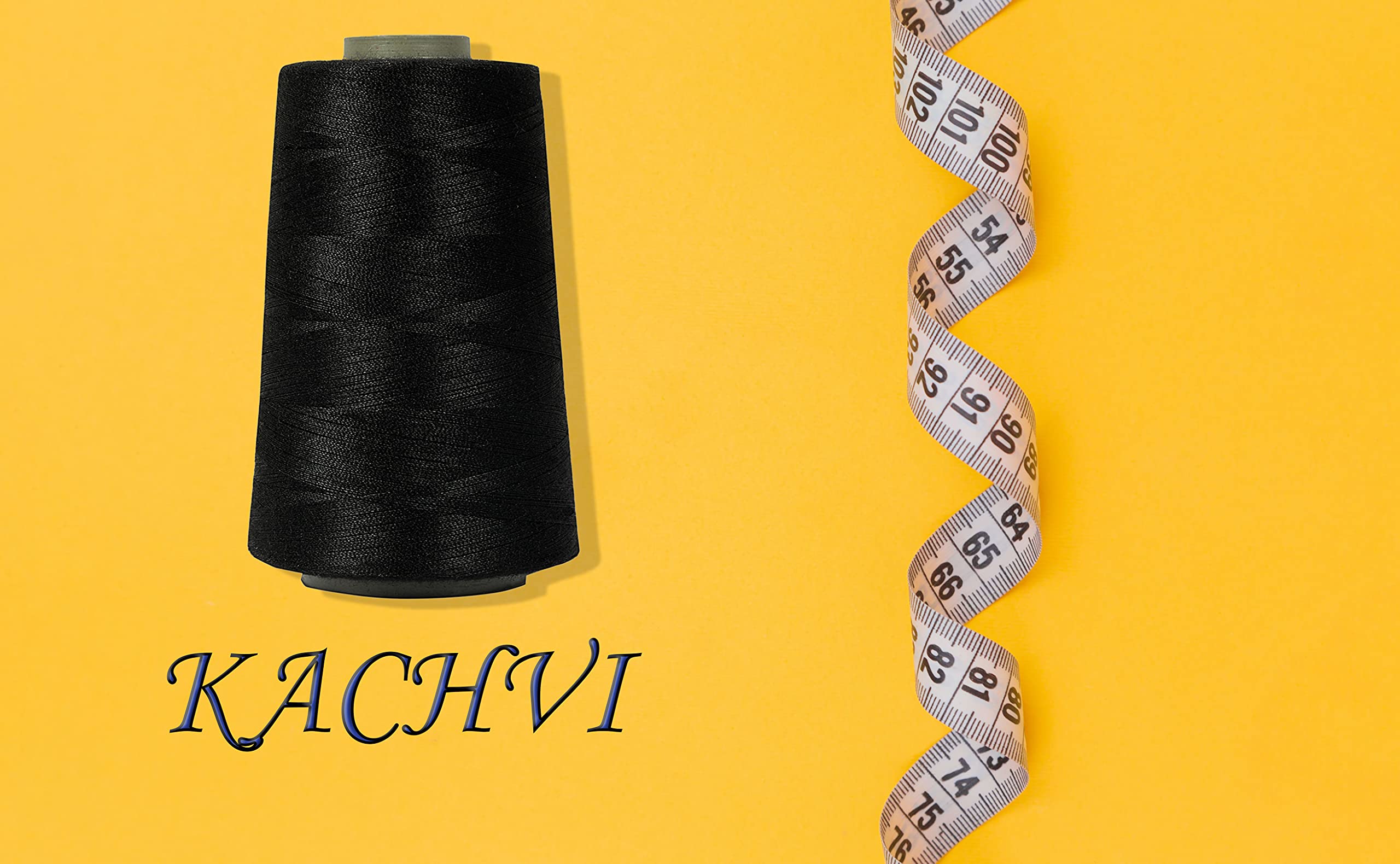 Ace International 3000M Overlock Polyester Sewing Thread Set Box Yarn Spools Cone Black (Pack of 5 Spools) 1