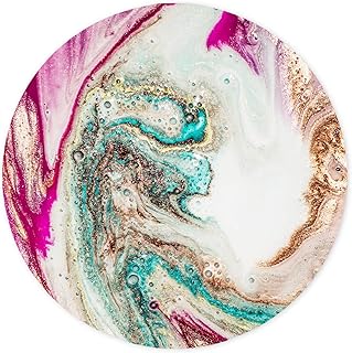 ITNRSIIET [20% Larger Mouse Pad with Stitched Edge Premium-Textured Mouse Mat Waterproof Non-Slip Rubber Base Round Mousepad for Laptop Computer PC Office 8.7×8.7×0.12 inches Red Modern Marbling Art