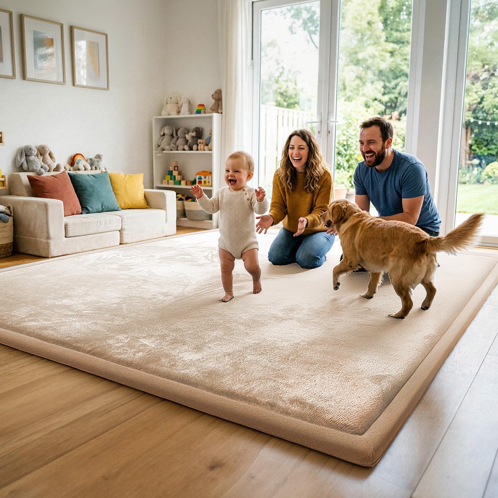 AEOCOO Krabbelmatte Baby – 3,3 cm extra Dicke Krabbeldecke & Spielmatte aus Schaumstoff, rutschfest, für Laufgitter, Wohnzimmer Kinderteppich