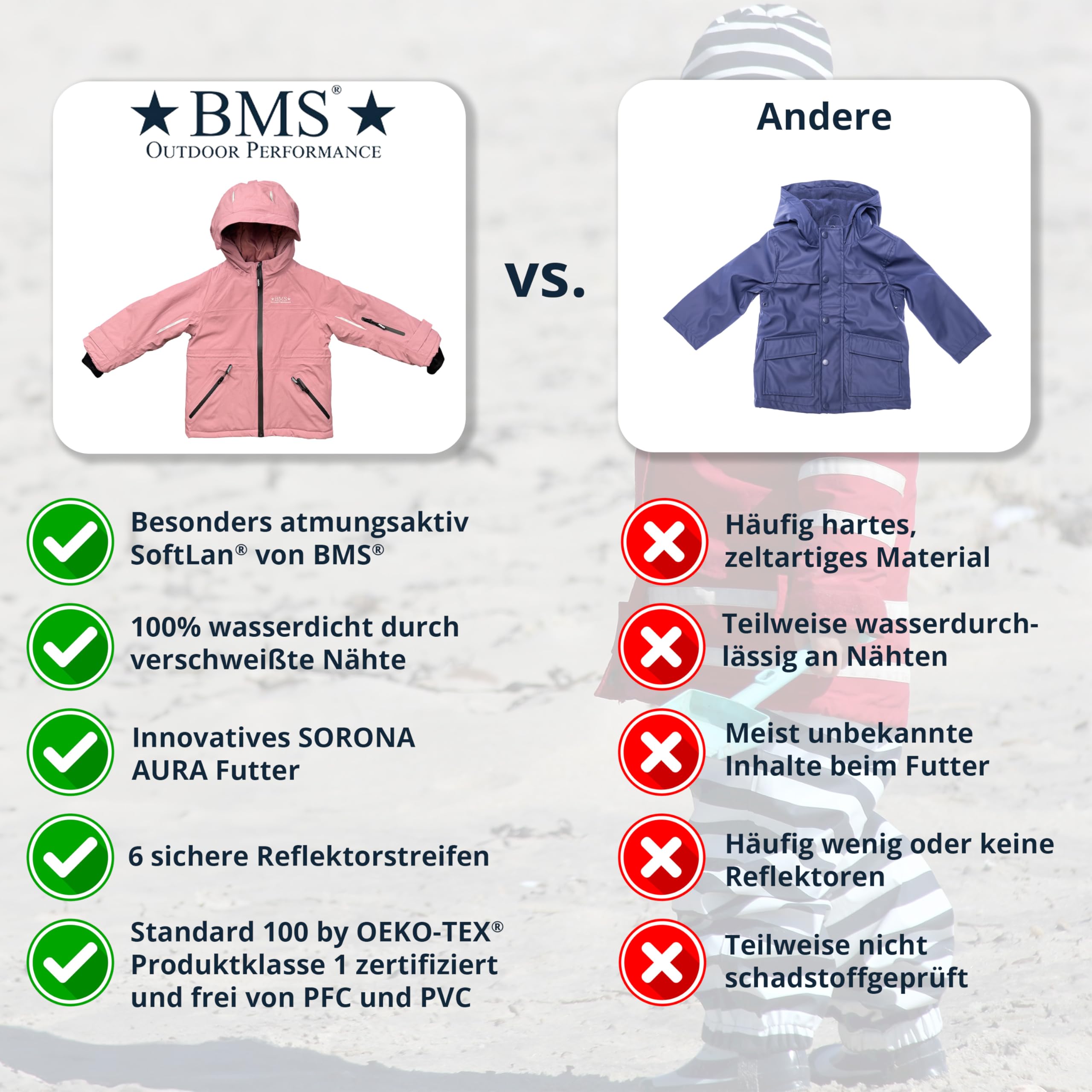 BMS Kinder Winterjacke, SoftLan+Sorona, Wistful Mauve, 98