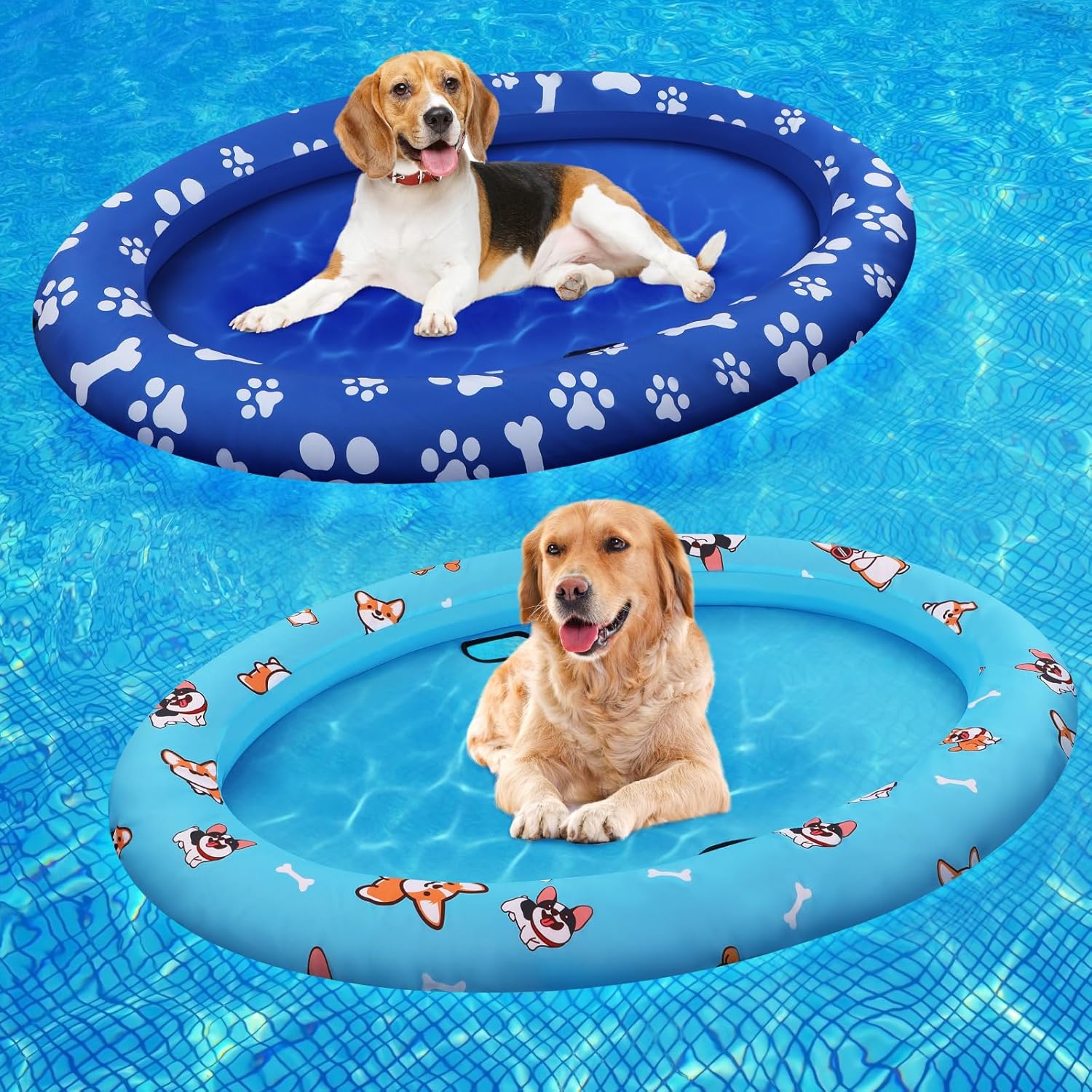 2 Pcs Inflatable Pool Float for Dogs and Puppies Inflatable Pet Float Large Dog Pool