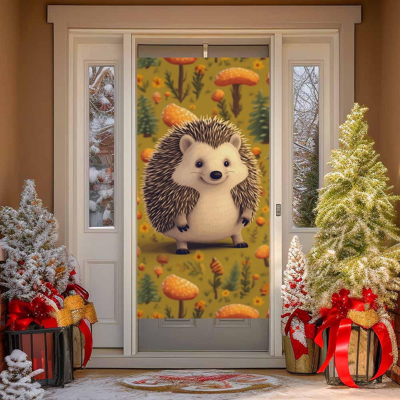 NONHAI Hedgehog Door Cover Decoration Welcome Door Banner Porch Sign Photo Background DoorCurtains for Doorway Privacy Window Curtain Porch Cover Indoor Outdoor Decor 70.9x35.4in