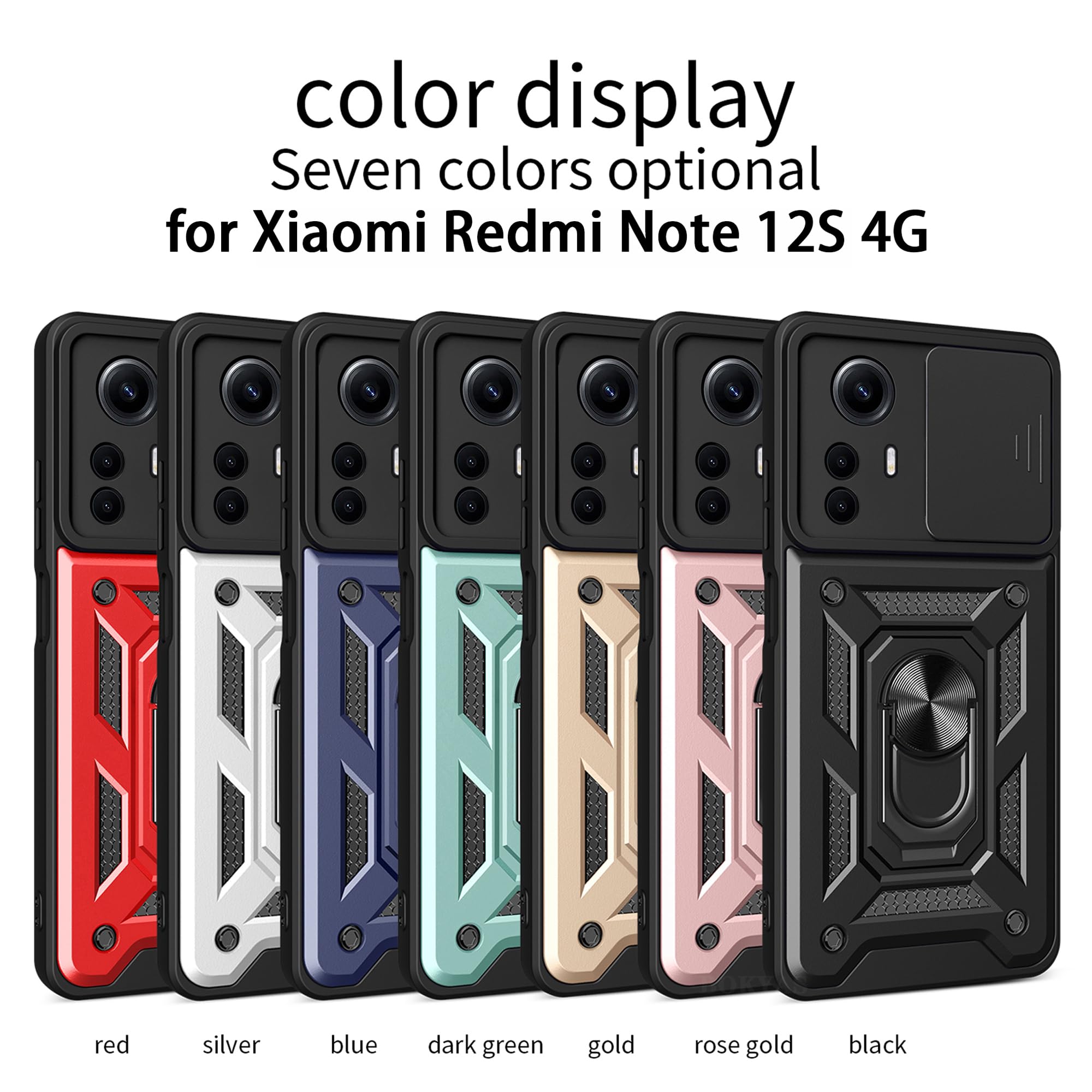 Acquista KEYSION Custodia antiurto per armatura per Redmi Note 12S 12 Pro 4G Silicone + PC Supporto per anello Cover per telefono Xiaomi Redmi Note 12 Pro + 5G in Italia a partire da 3.2