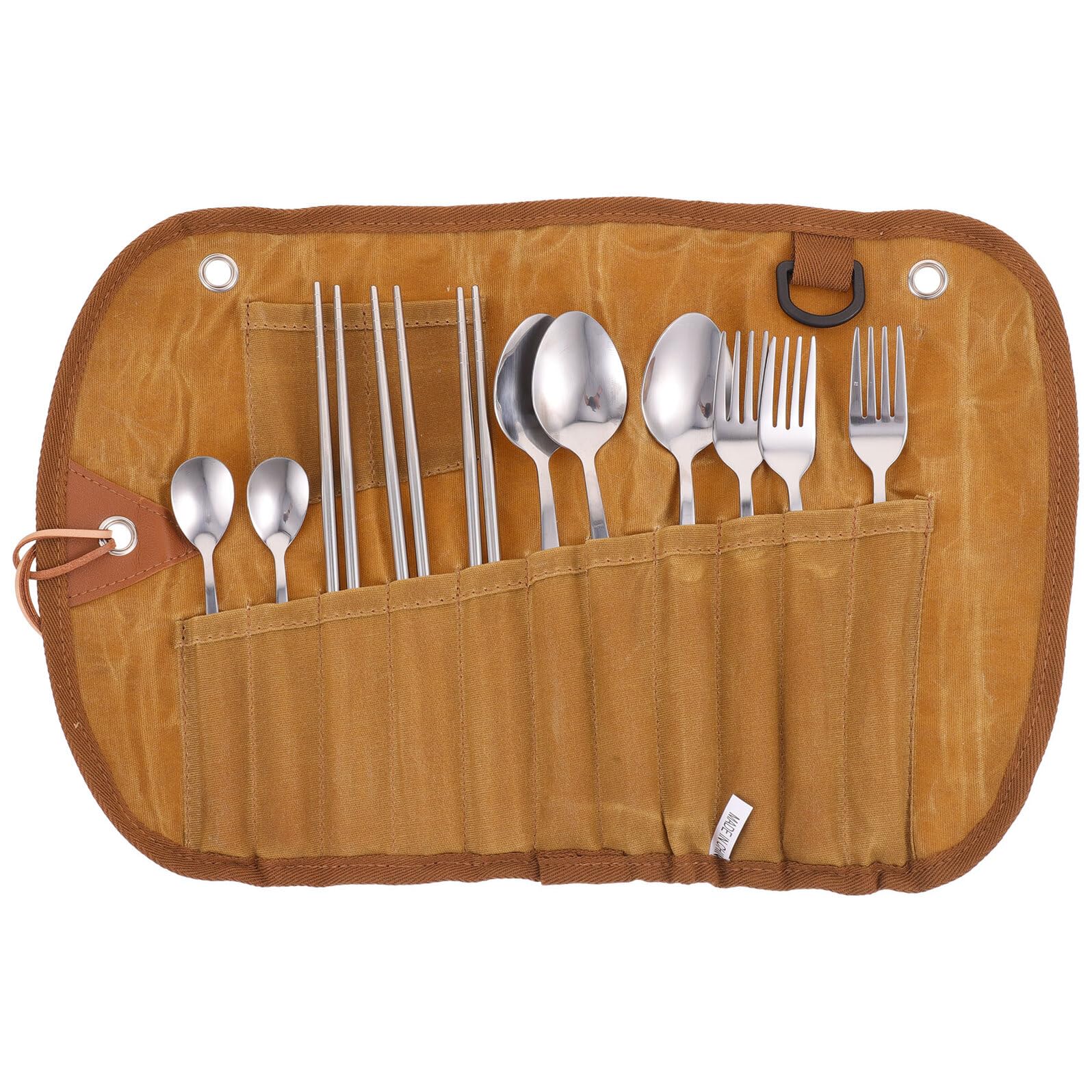 Couverts de camping 4 pièces Healvian avec pochette de rangement pour pique-nique